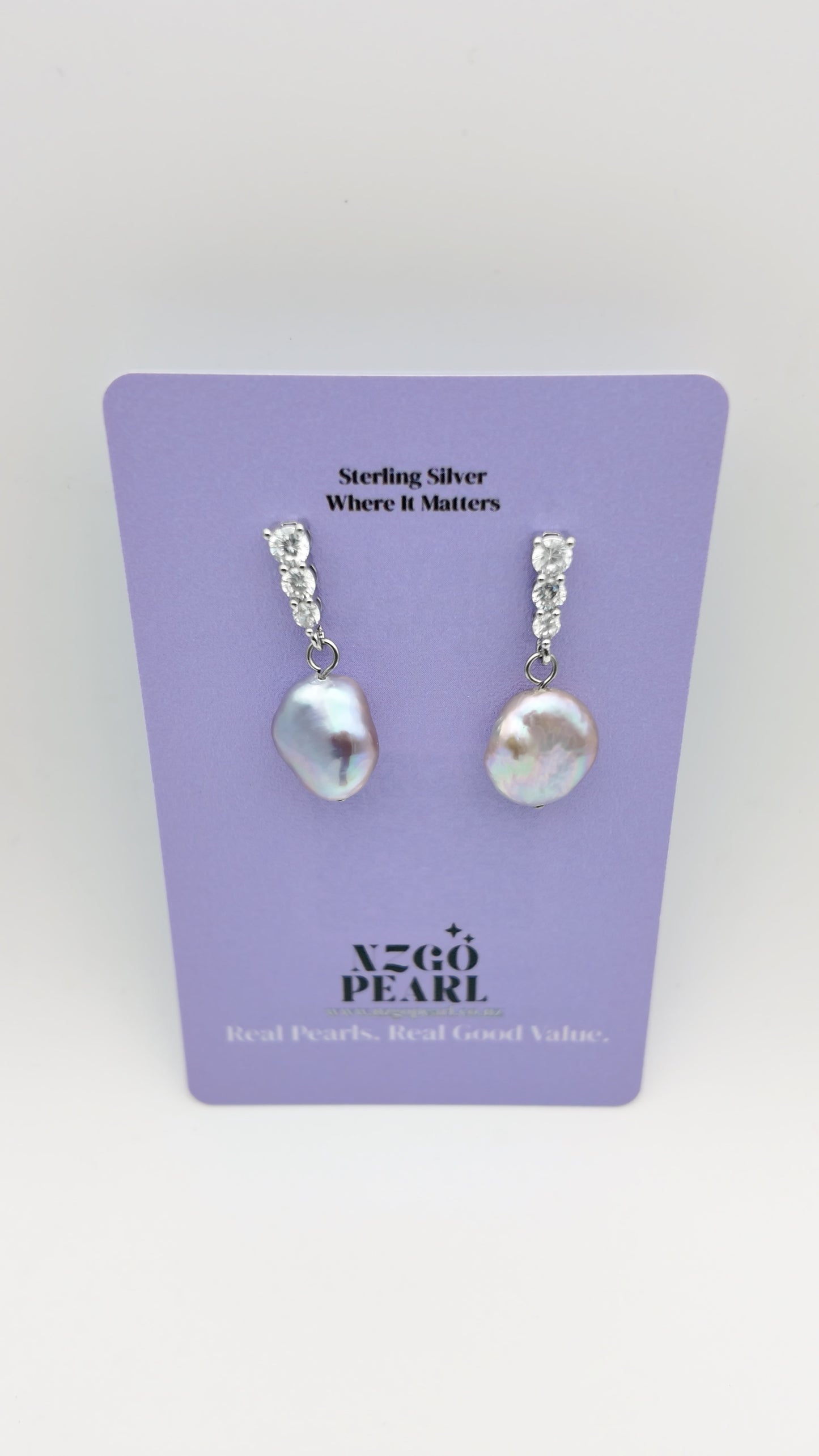 Pinkish Purple Baroque Pearl Drop Earrings