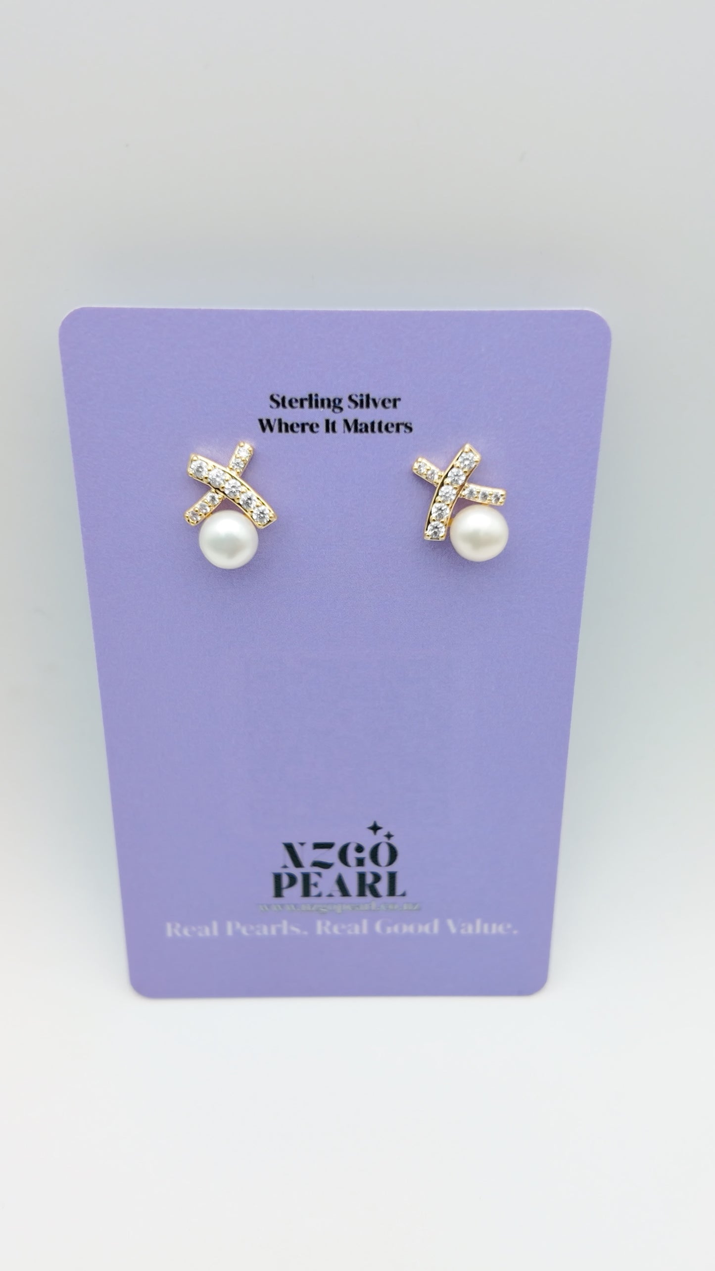 Crosslight Pearl Stud Earrings