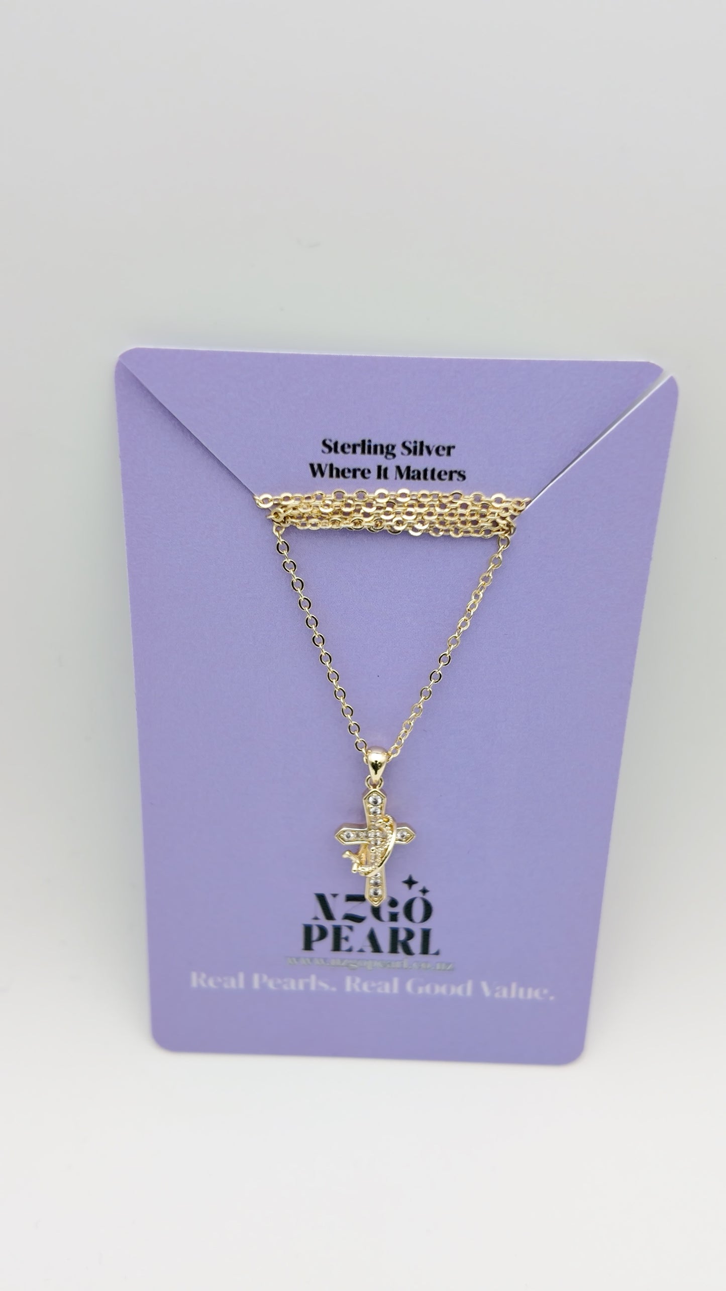 Crystal Cross Pendant Necklace – Gold