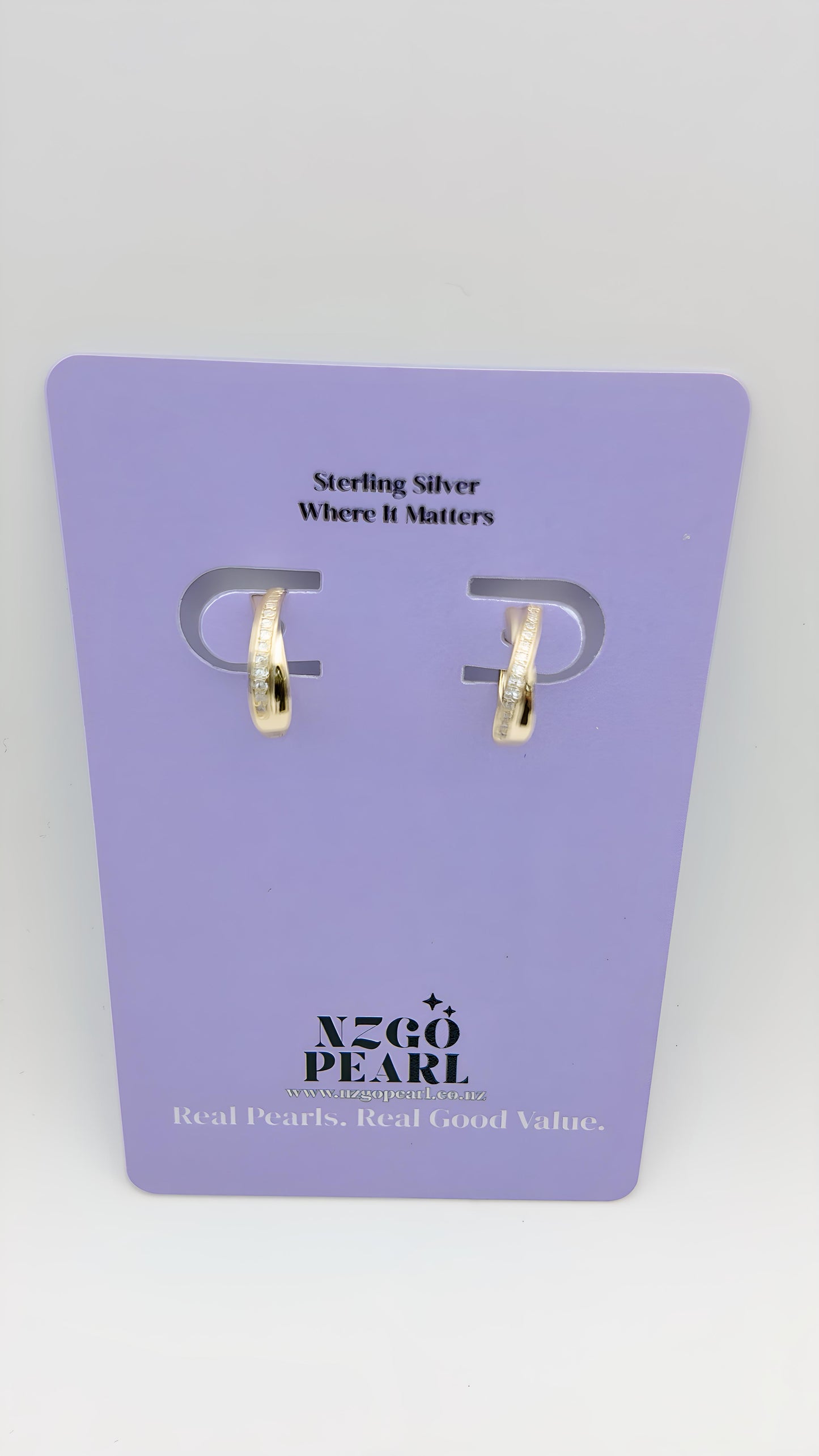 Gold Wave Huggies with CZ Accents