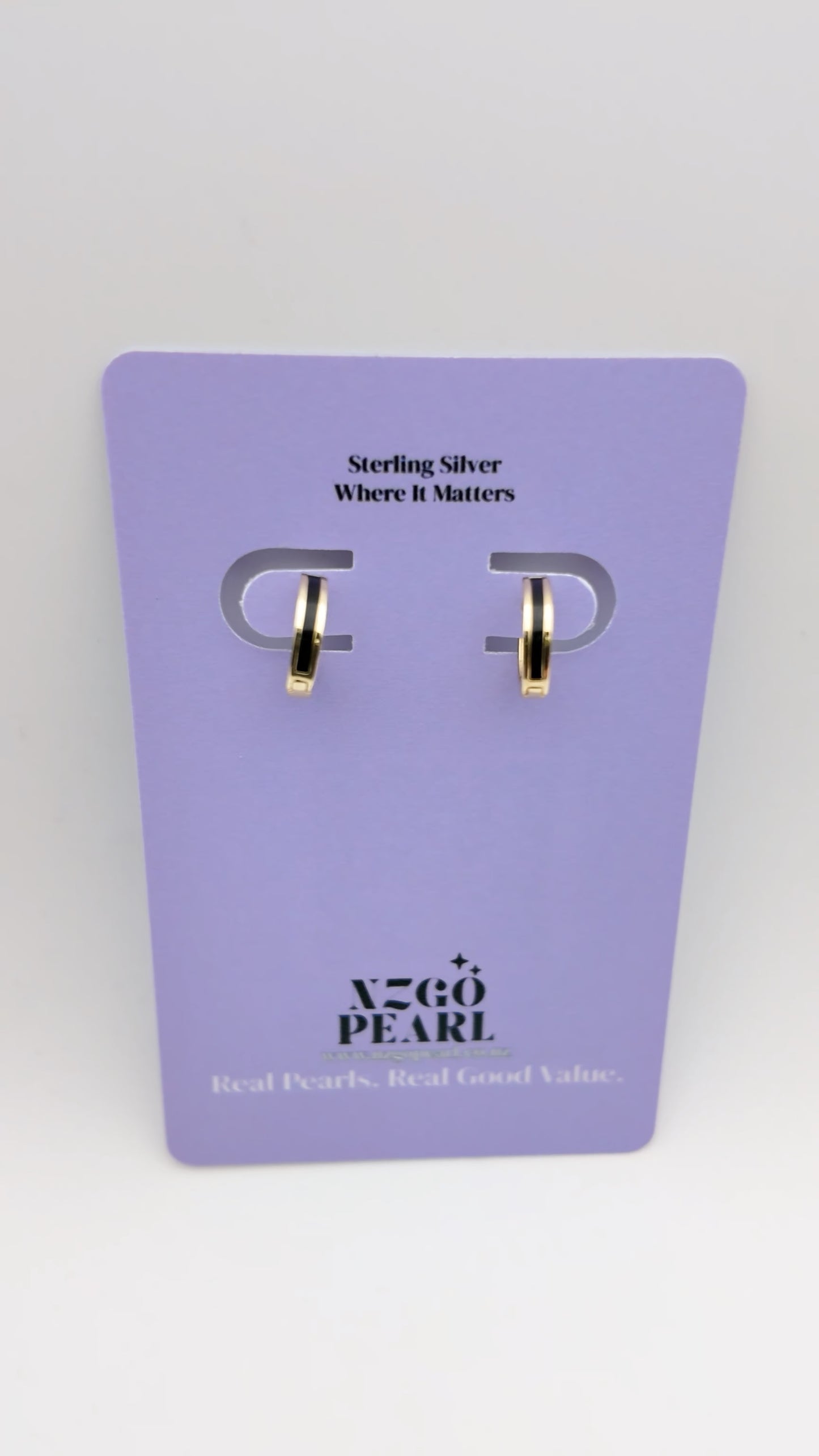 Gold & Black Enamel Stripe Huggies