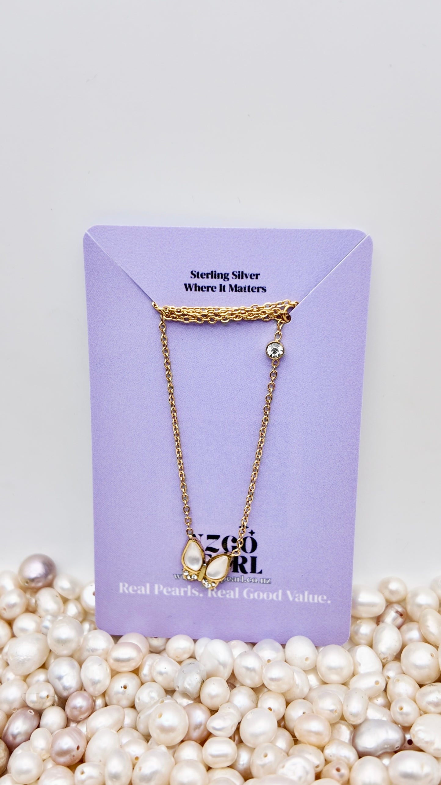 Mother of Pearl Butterfly Necklace