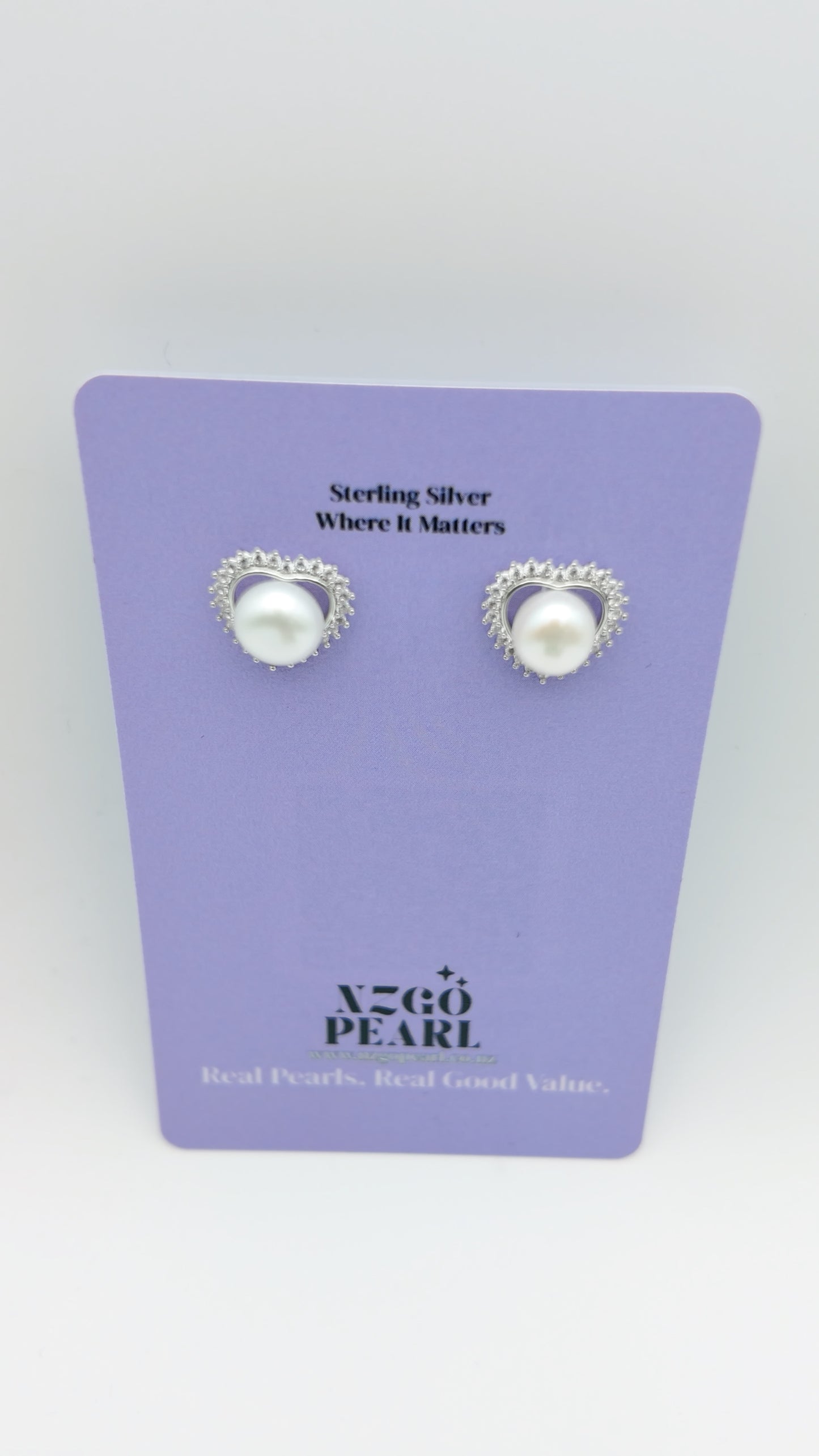 Pearl Halo Heart Studs