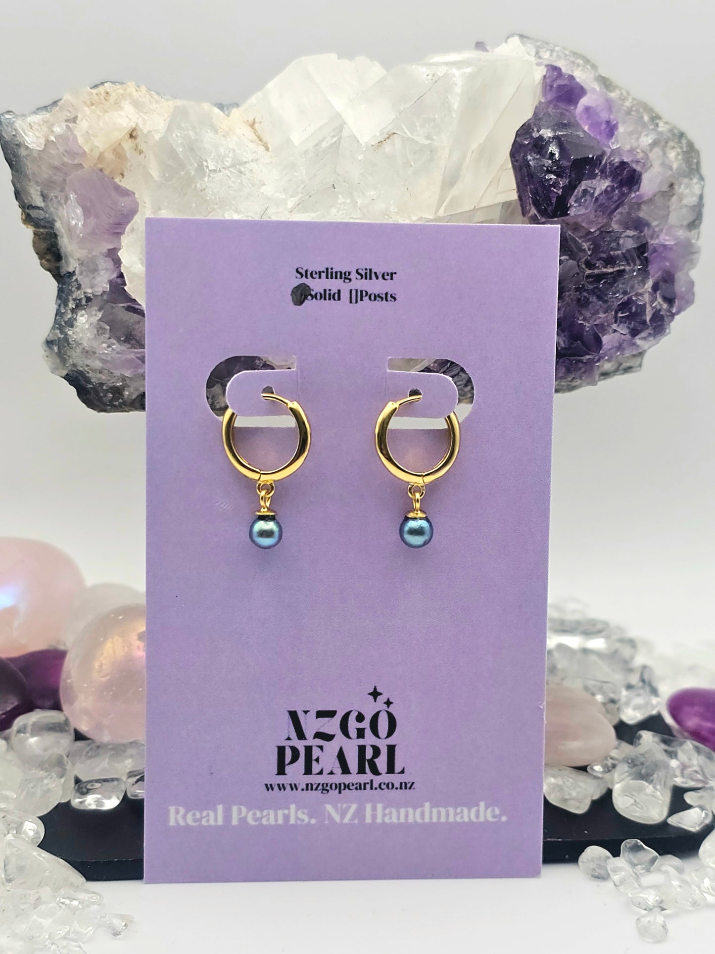 Bold Elegance Mini Tahitian Pearl Hoop Earrings