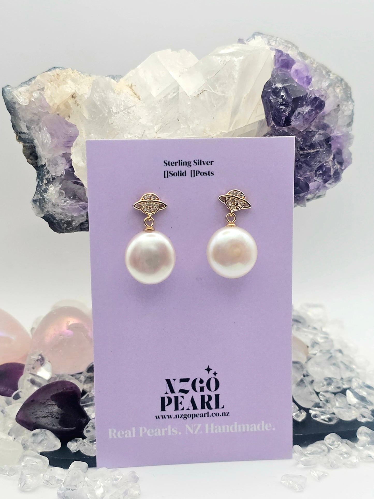 Celestial Orbit Pearl Earrings – Bold & Cosmic