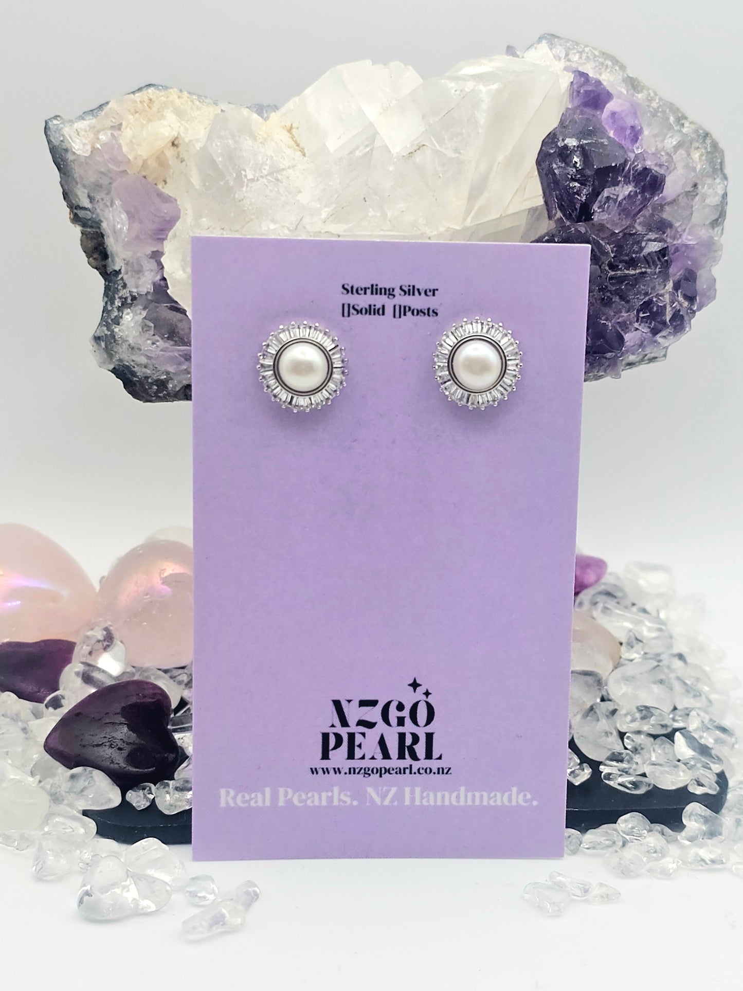 Crown Halo Pearl Studs – Regal Radiance