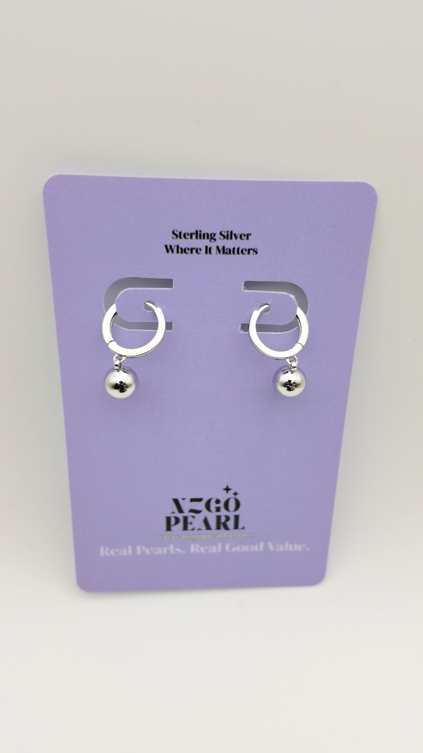 Silver Mini Hoop with Dangling Ball Charm