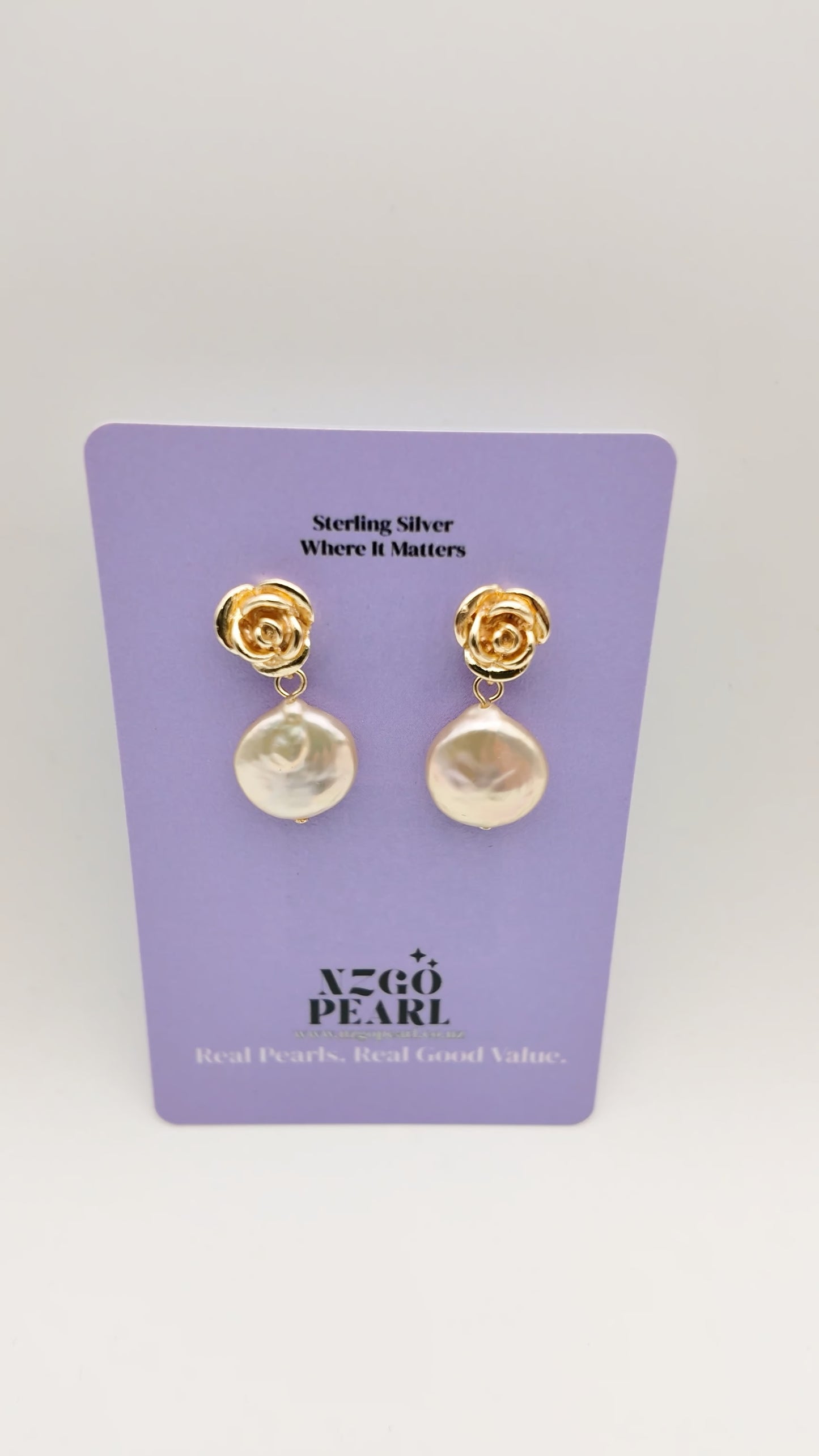 Rose Coin Pearl Earrings
