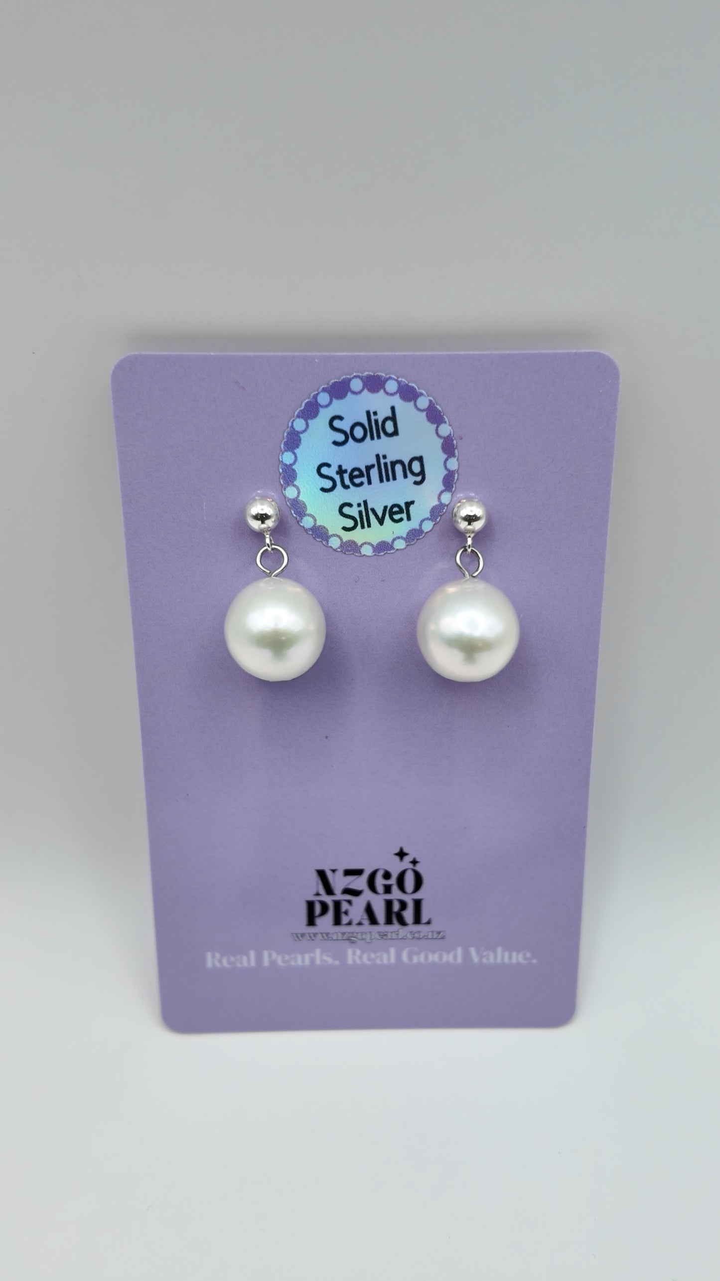 Classic Pearl Drop Stud Earrings – Solid Sterling Silver