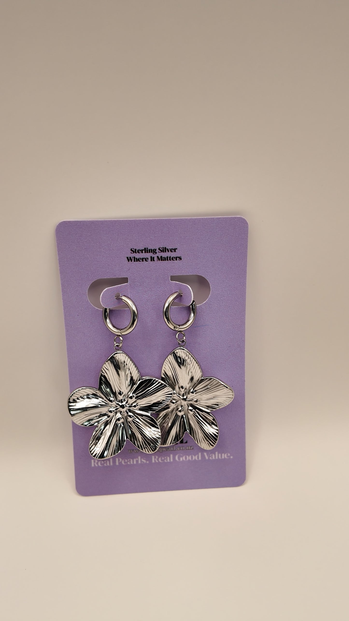 Textured Flower Drop Earrings with Hoop