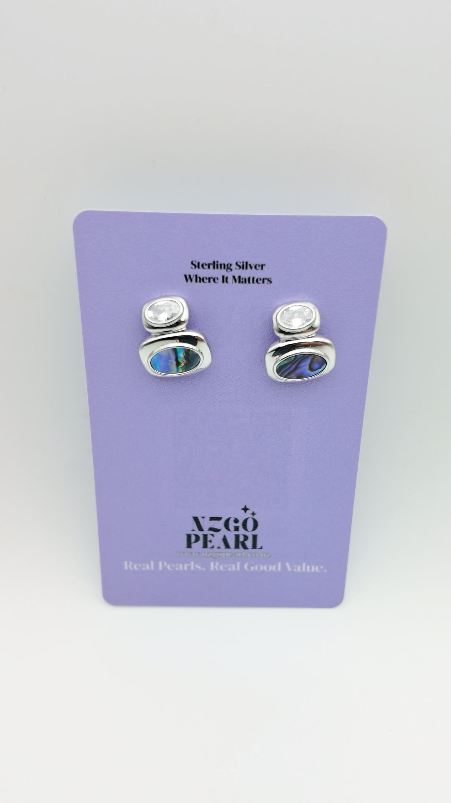 Paua Shell & Crystal Stud Earrings