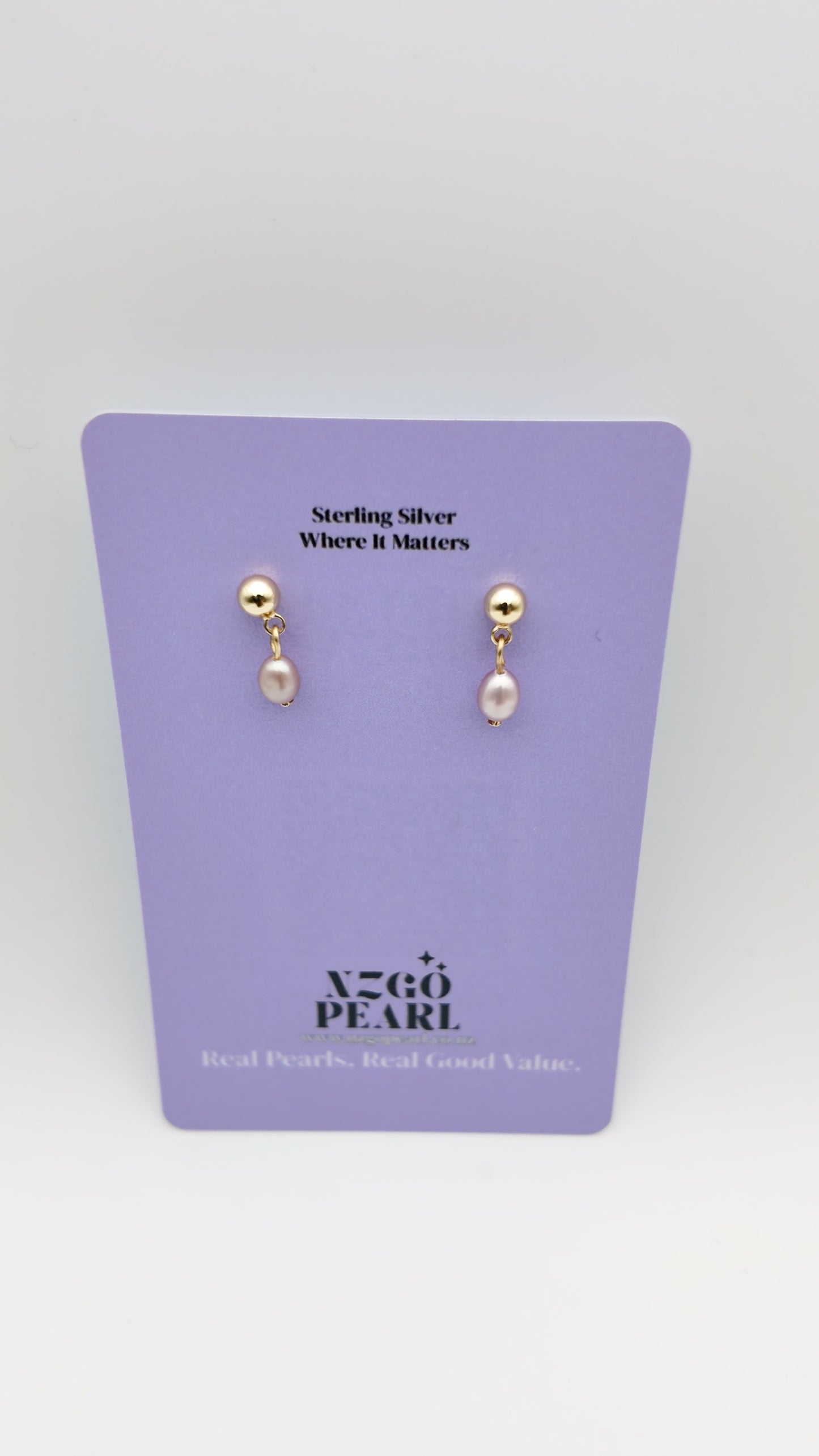 Mini Pearl Drop Studs — Gold