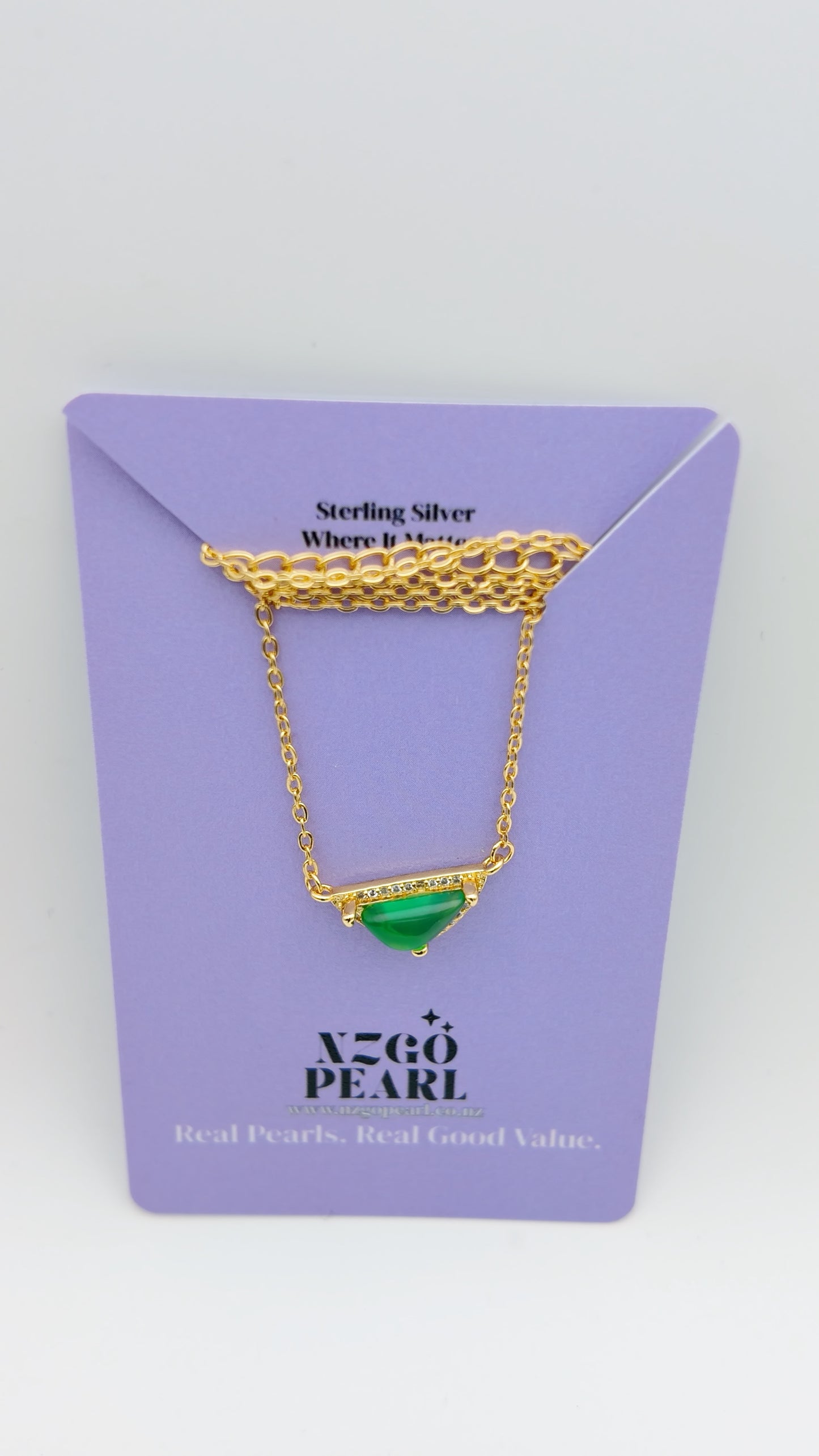 Green Jade Triangle Chain Necklace