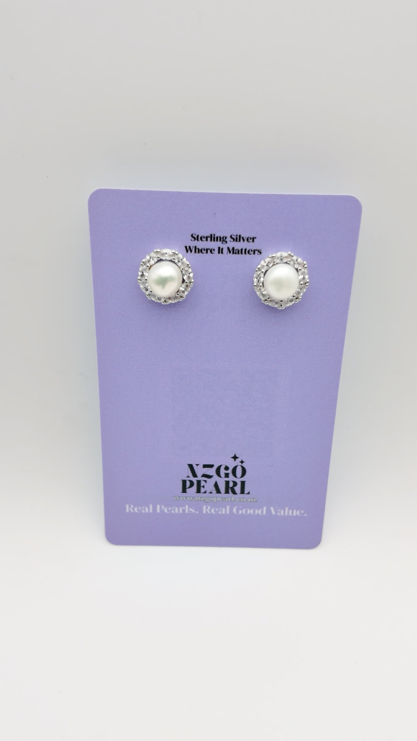 Halo Pearl Stud Earrings