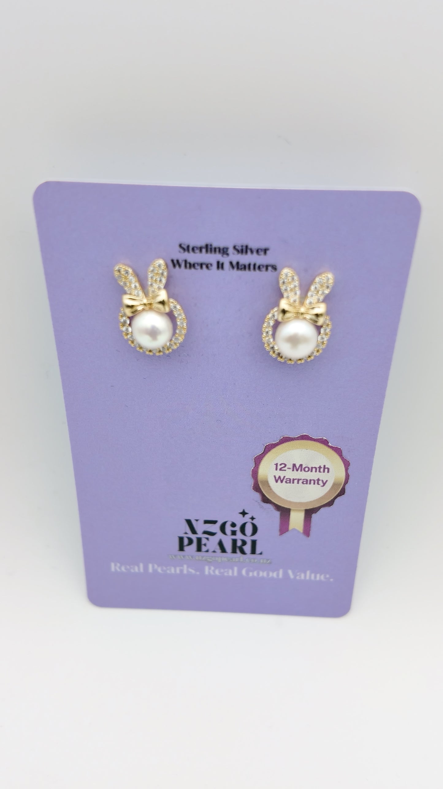 Sparkle Bunny Pearl Studs