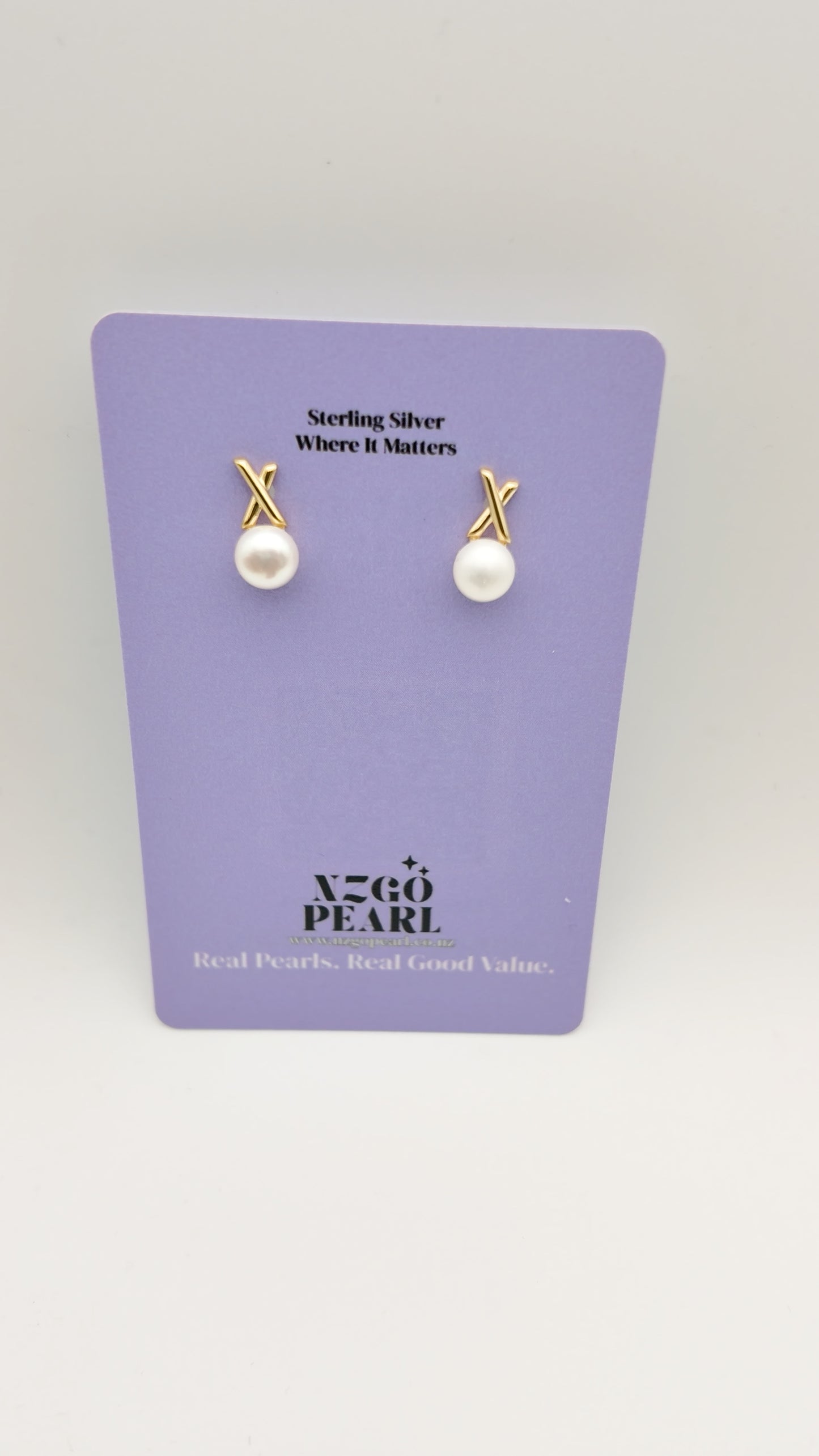 X Pearl Stud Earrings