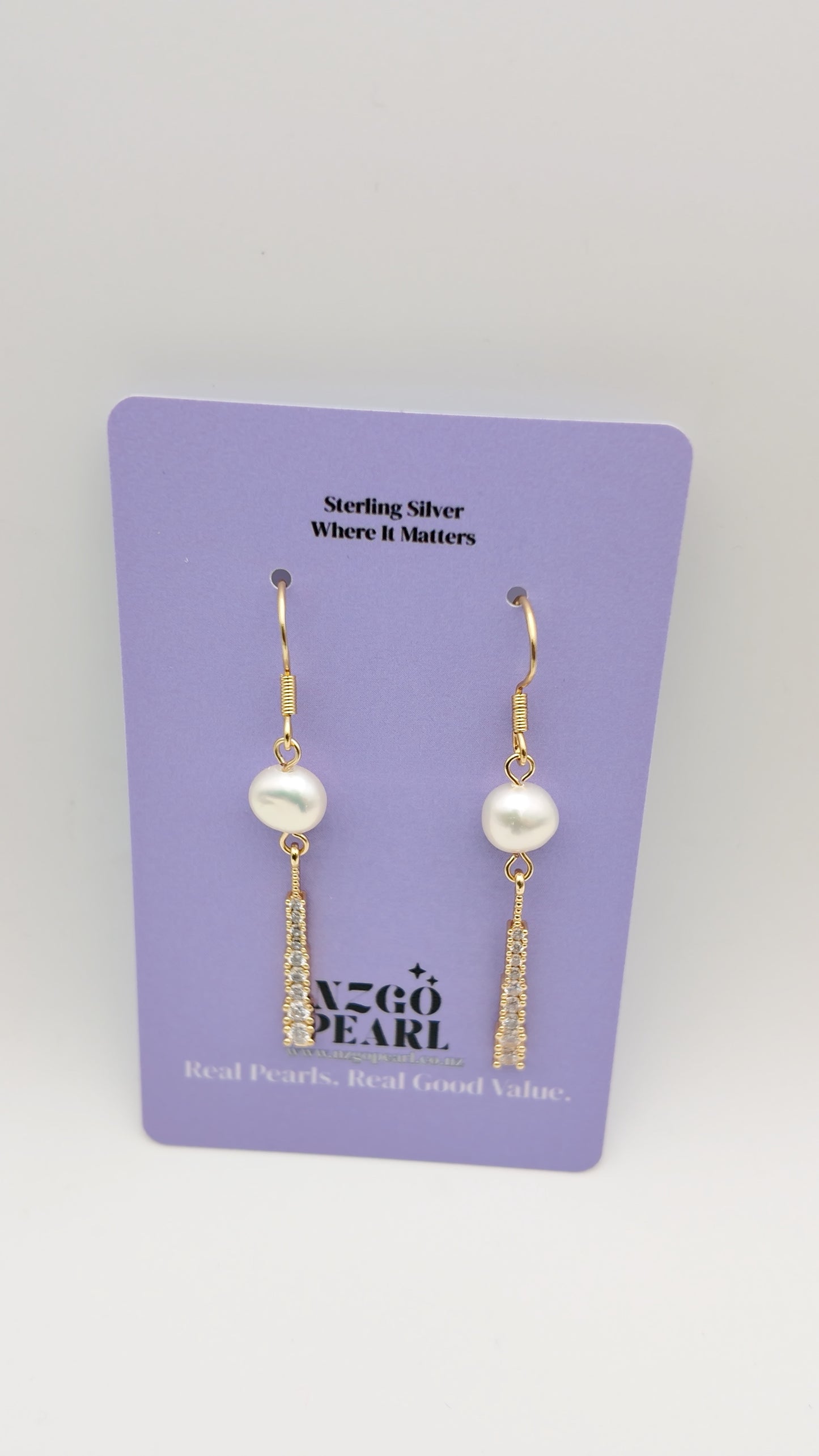 Crystal Drop Freshwater Pearl Earrings