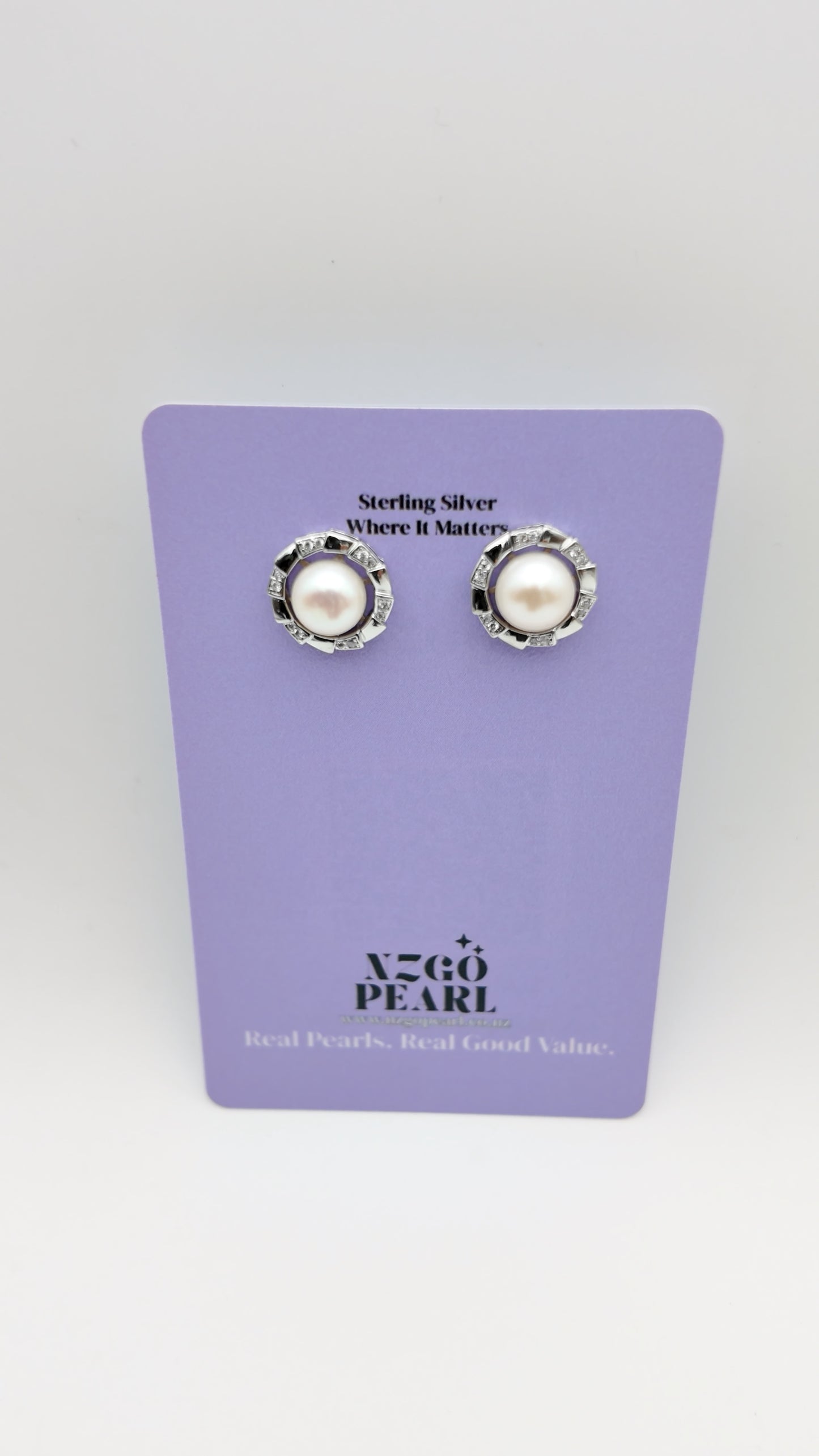 Crystal-Edge Pearl Studs