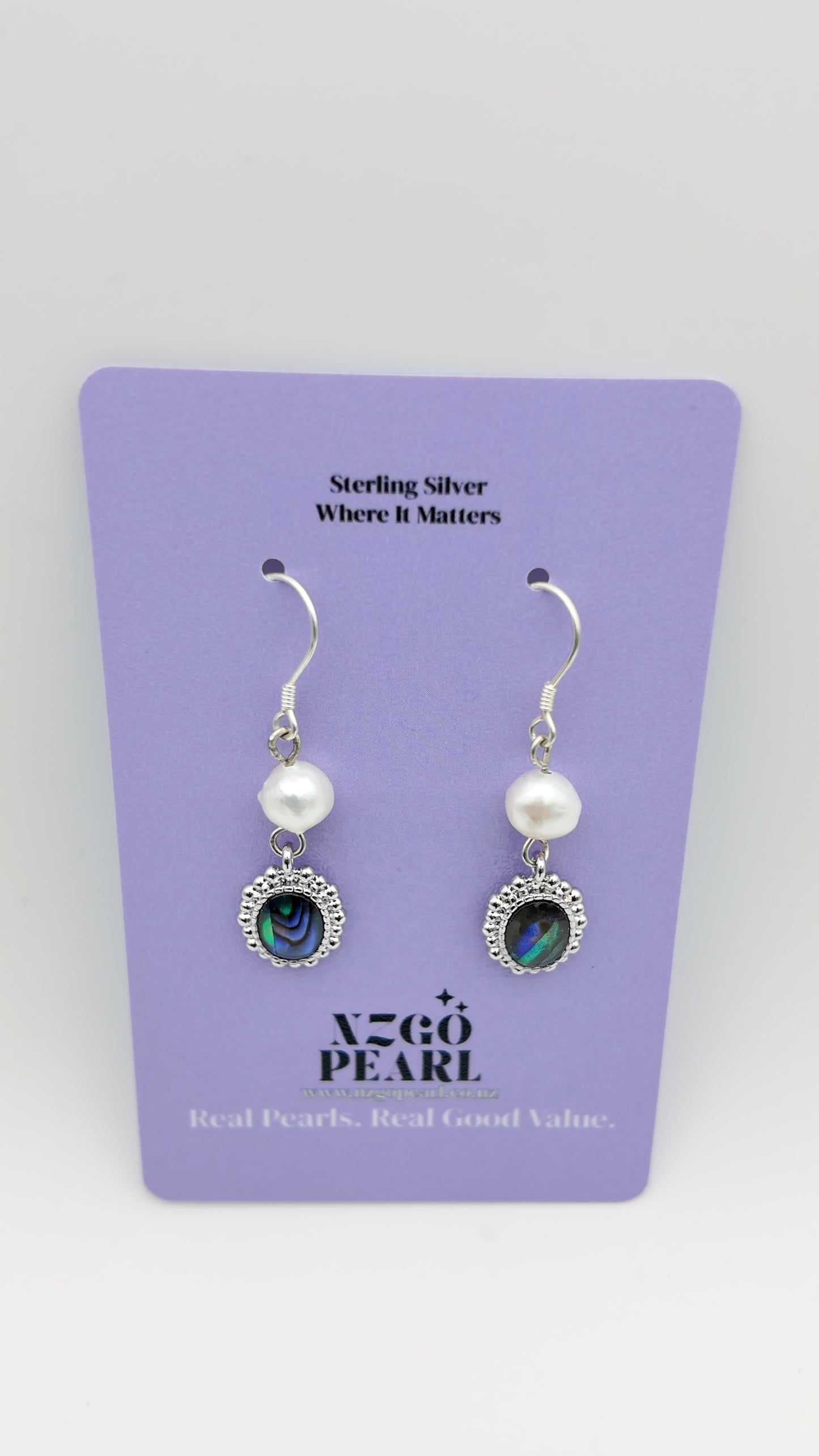 Paua Shell Drop Earrings wit Pearls