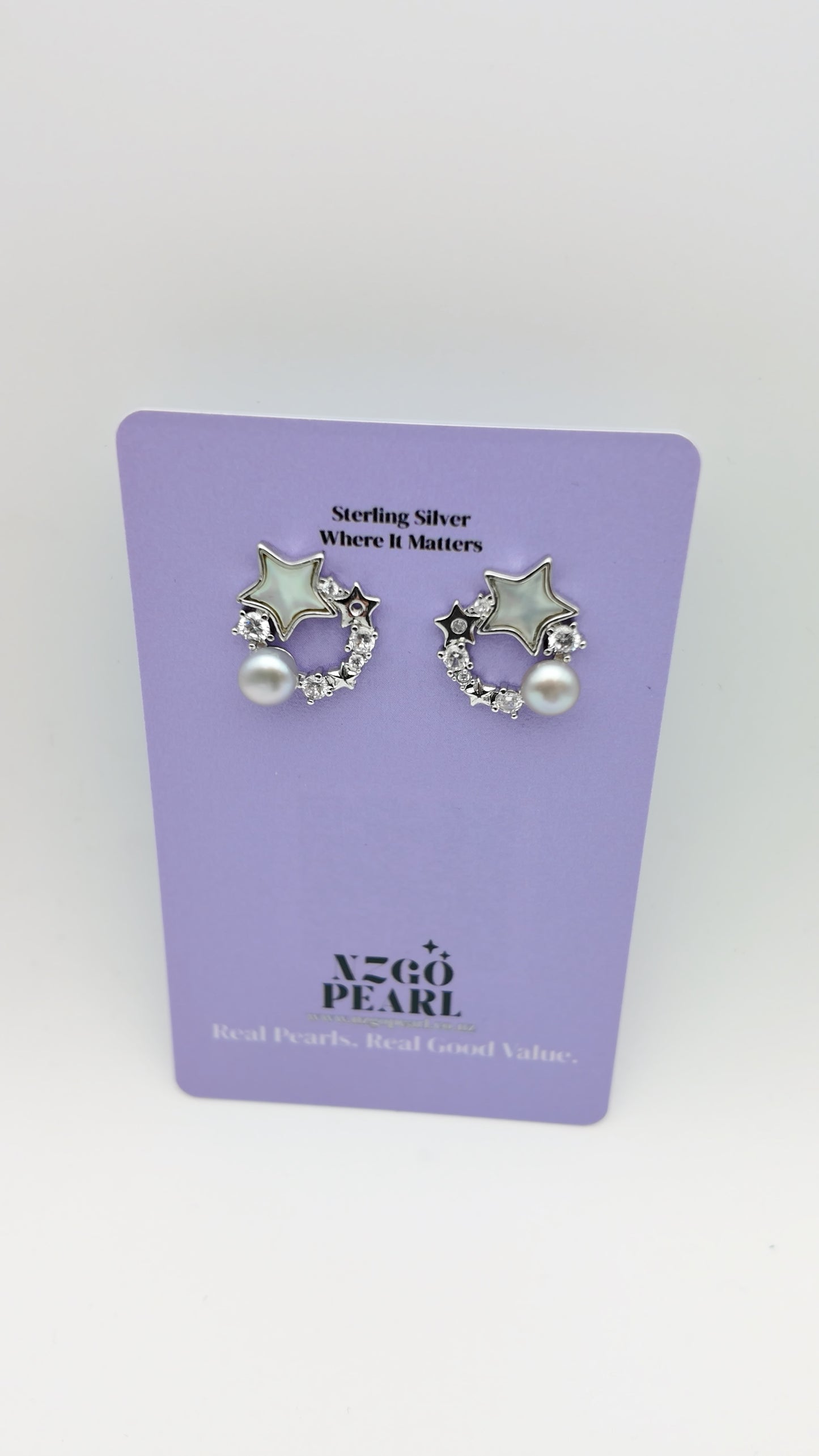 Starlight Halo Pearl Stud Earrings