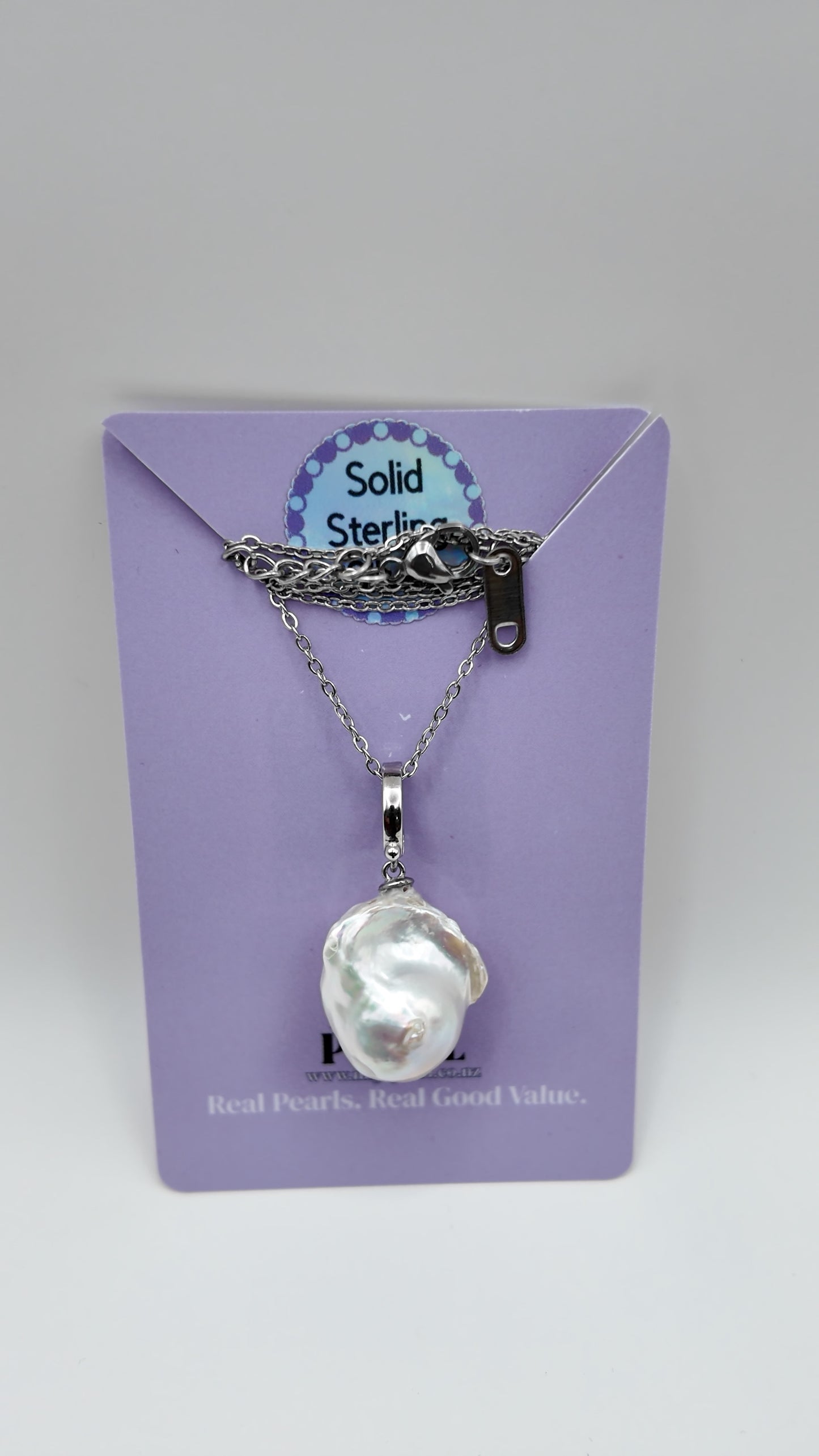 Organic Baroque Pearl Pendant Necklace (Solid Sterling Silver)