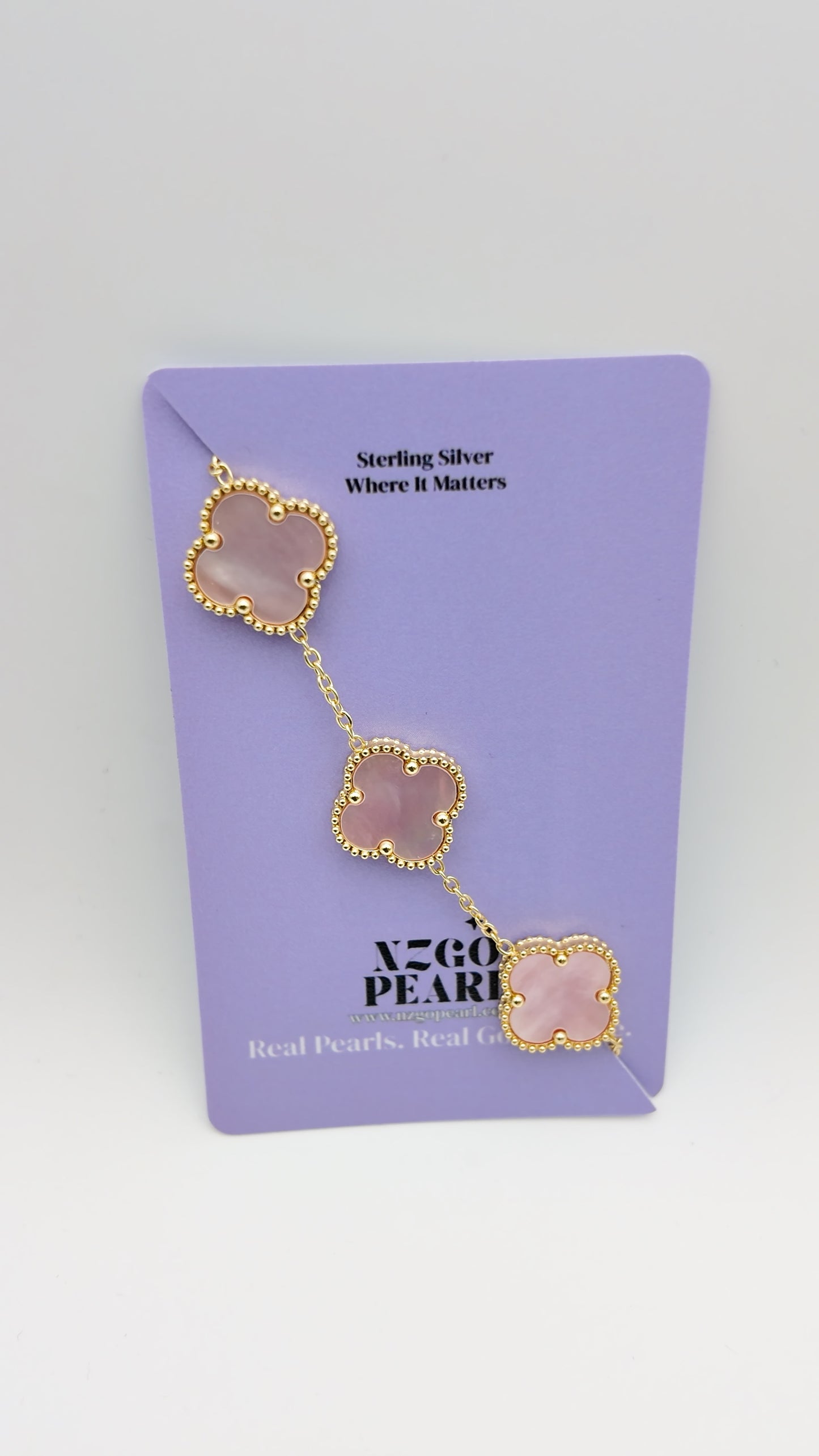 Mother of Pearl Clover Bracelet - Pink
