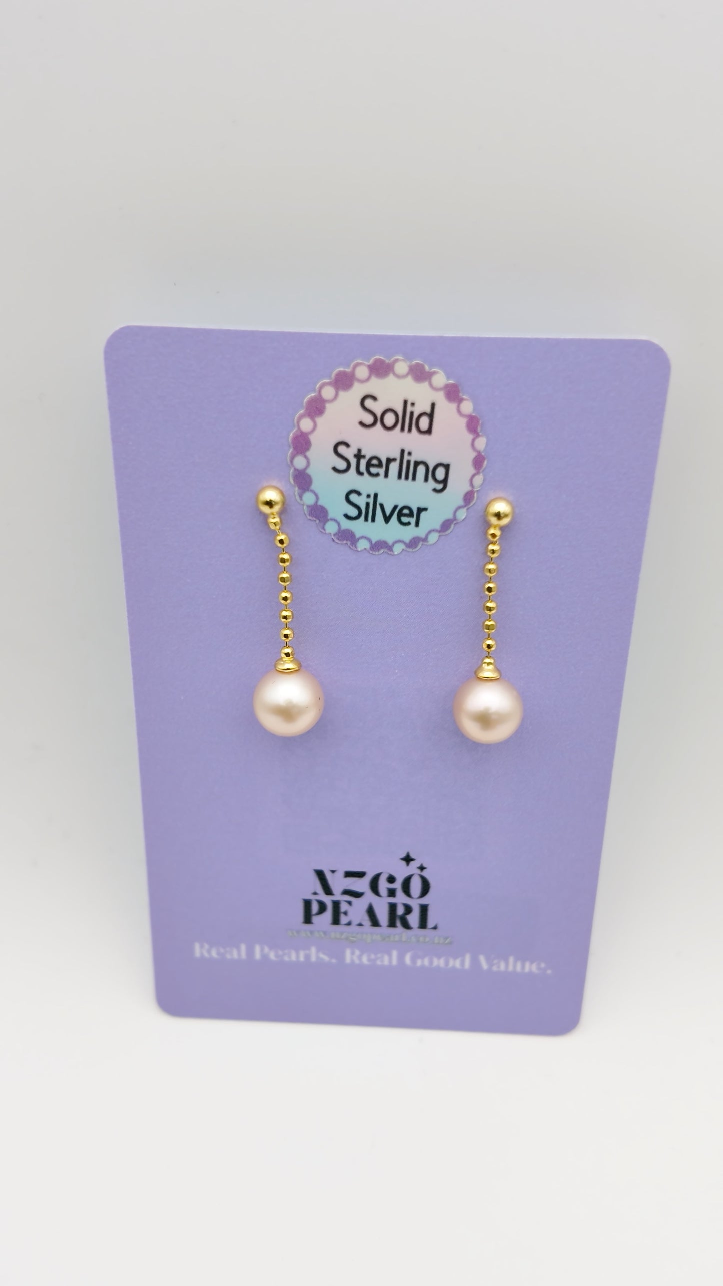 Gold Bead Pearl Drop Earrings