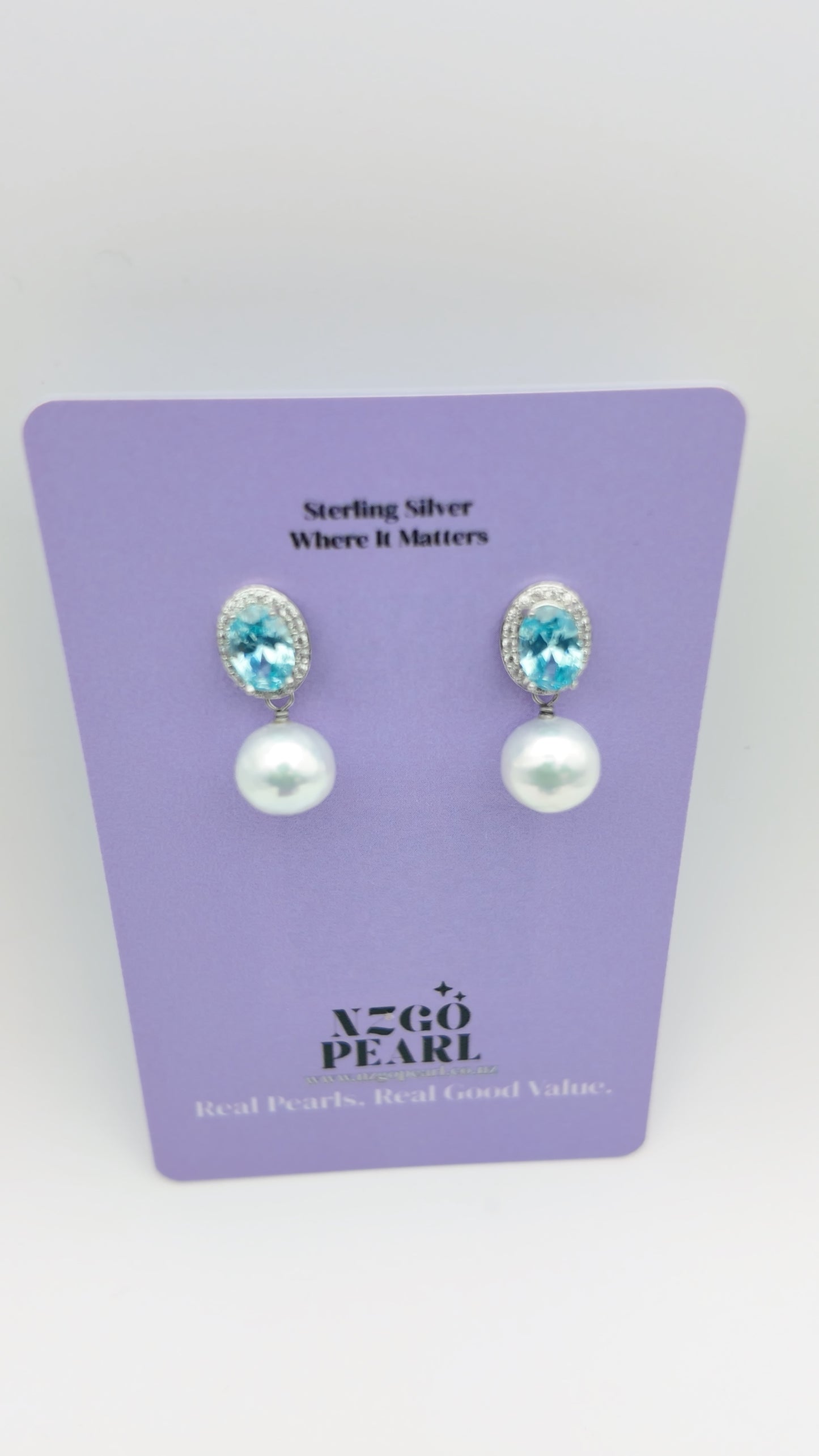 Blue Topaz Halo Drops Earrings