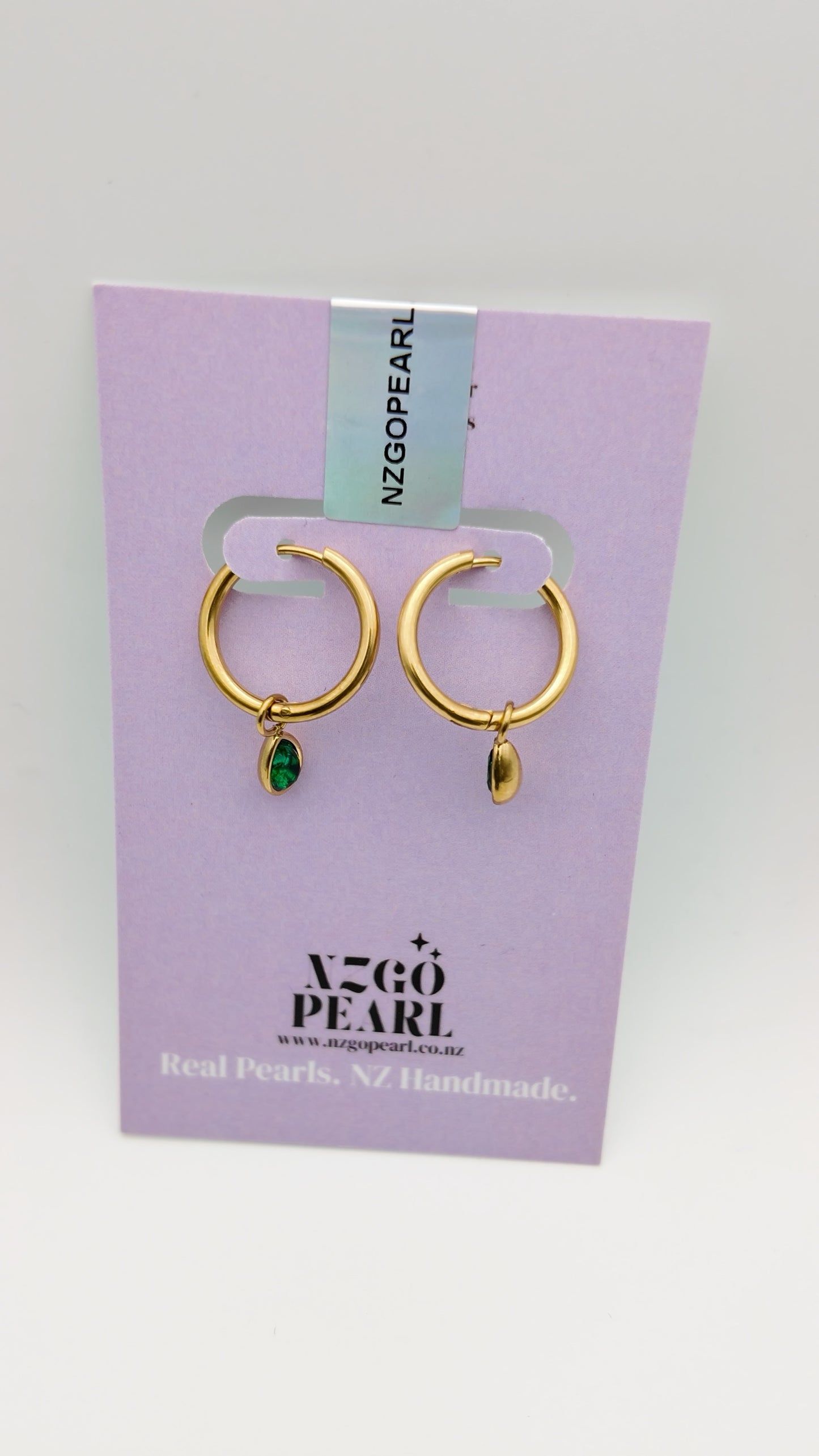 Emerald Glow Hoop Earrings (Gold & Silver)