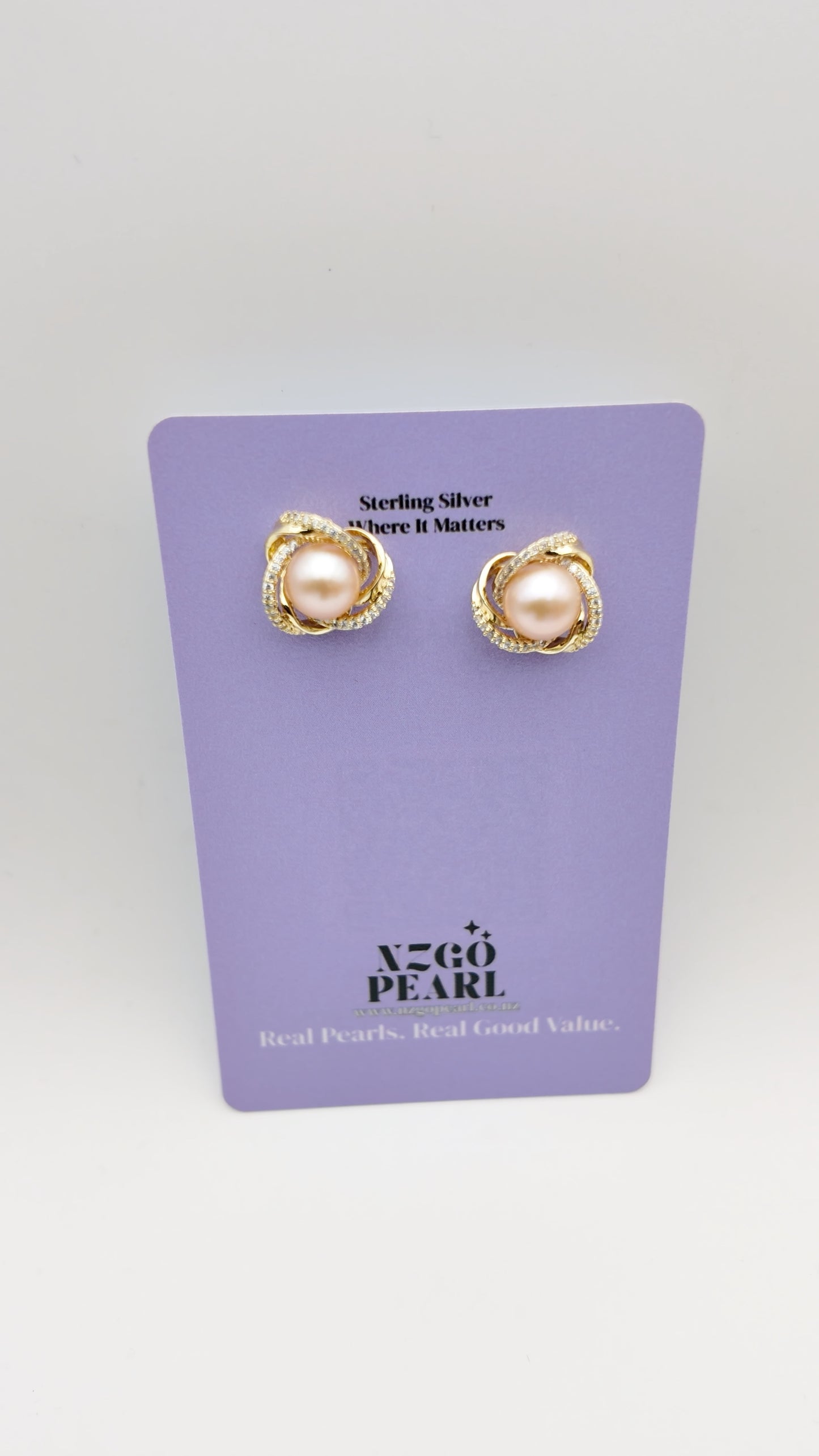 Golden Rosette Pearl Studs