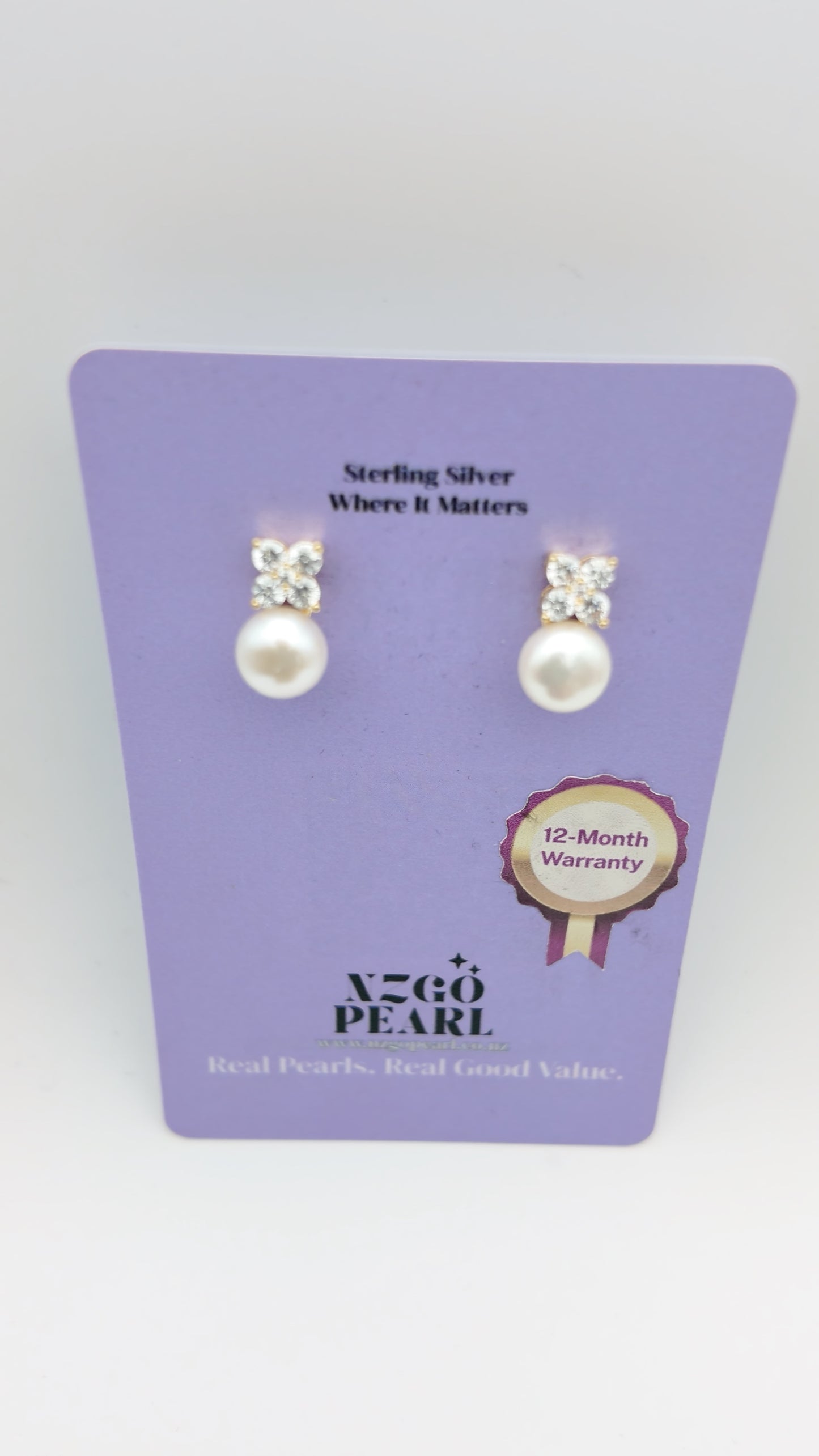 Petite Flower Pearl Studs – Gold