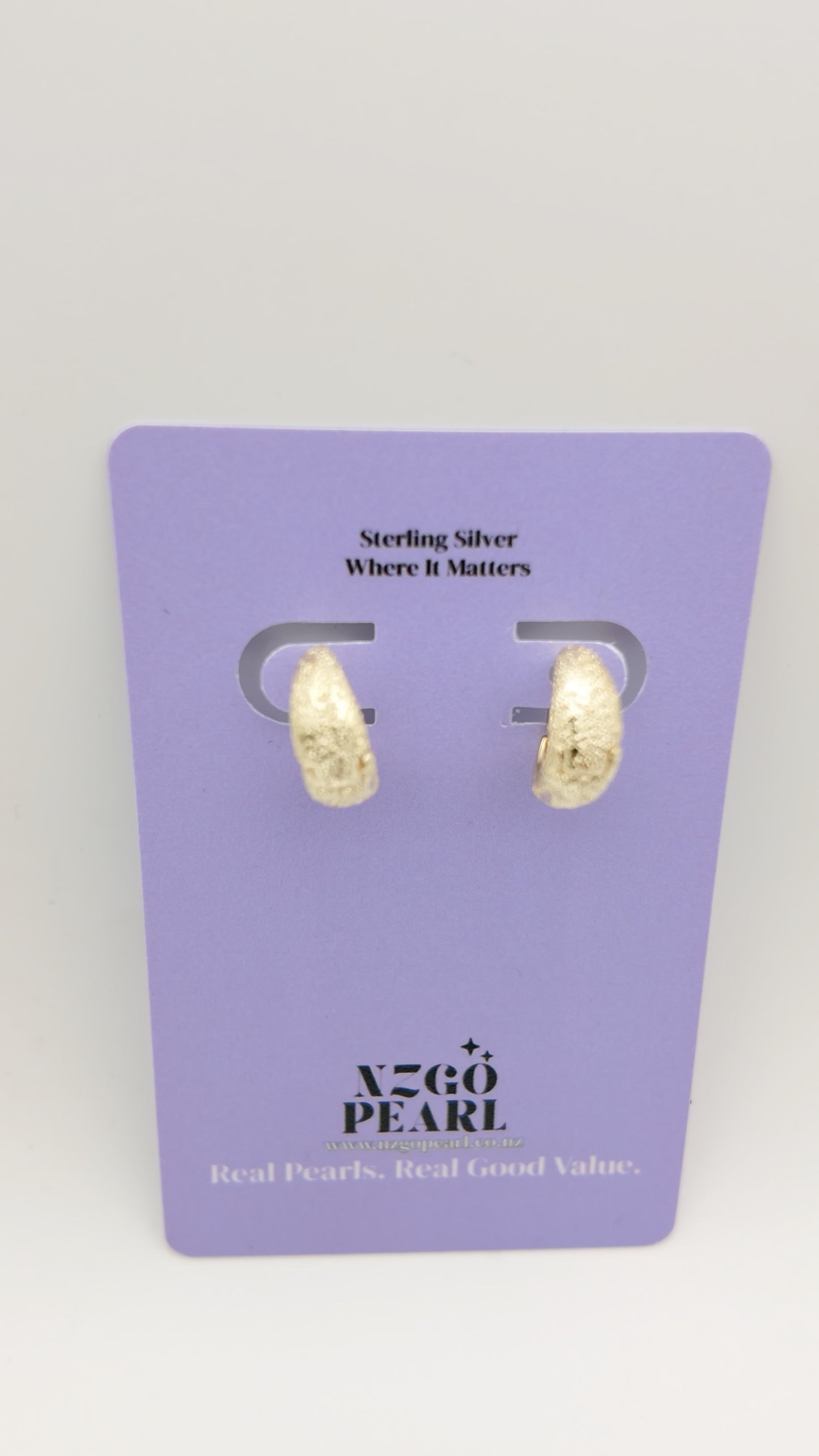 Frosted Stone Texture Hoops – Gold