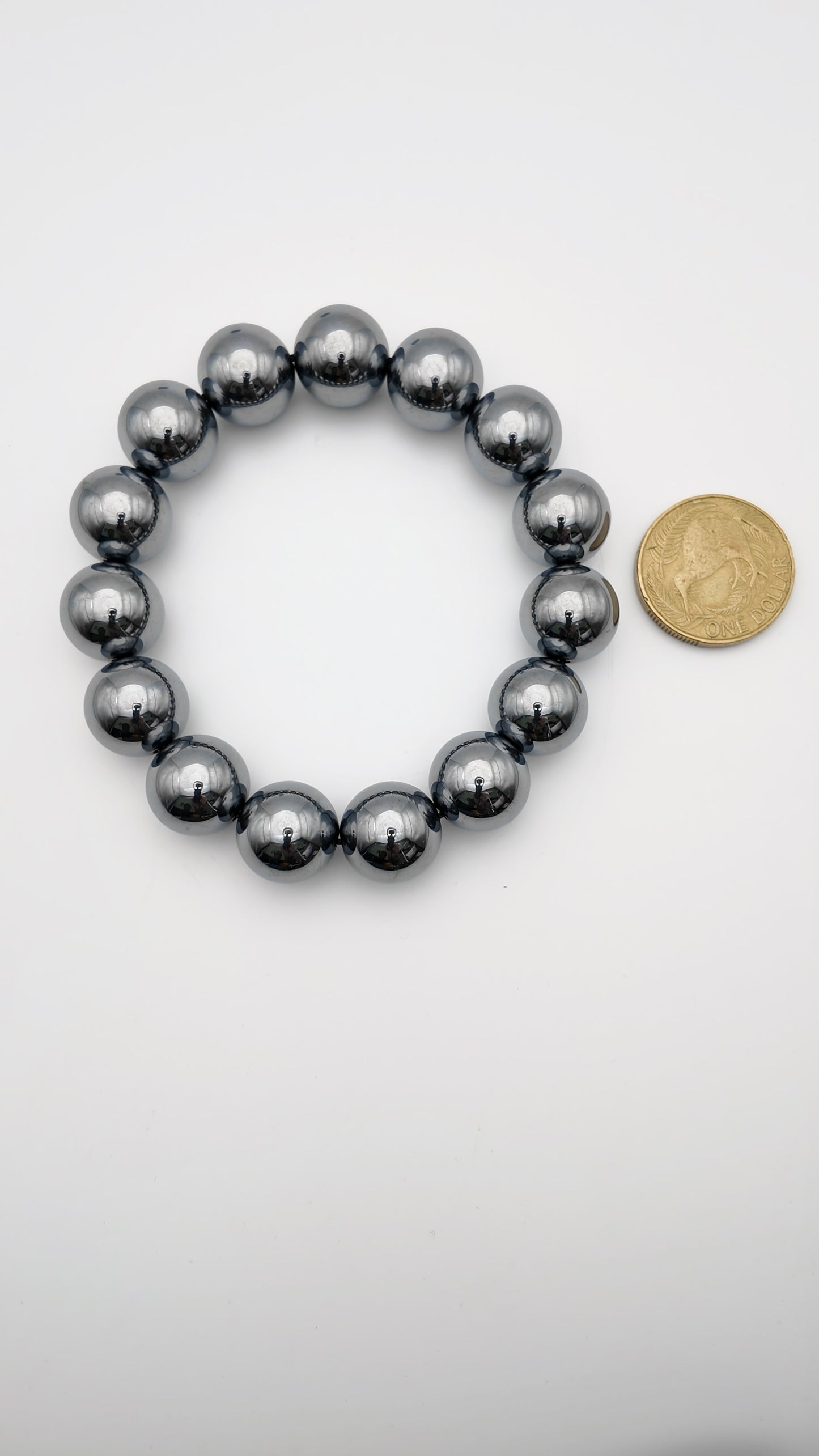 Polished Hematite Bracelet 14mm