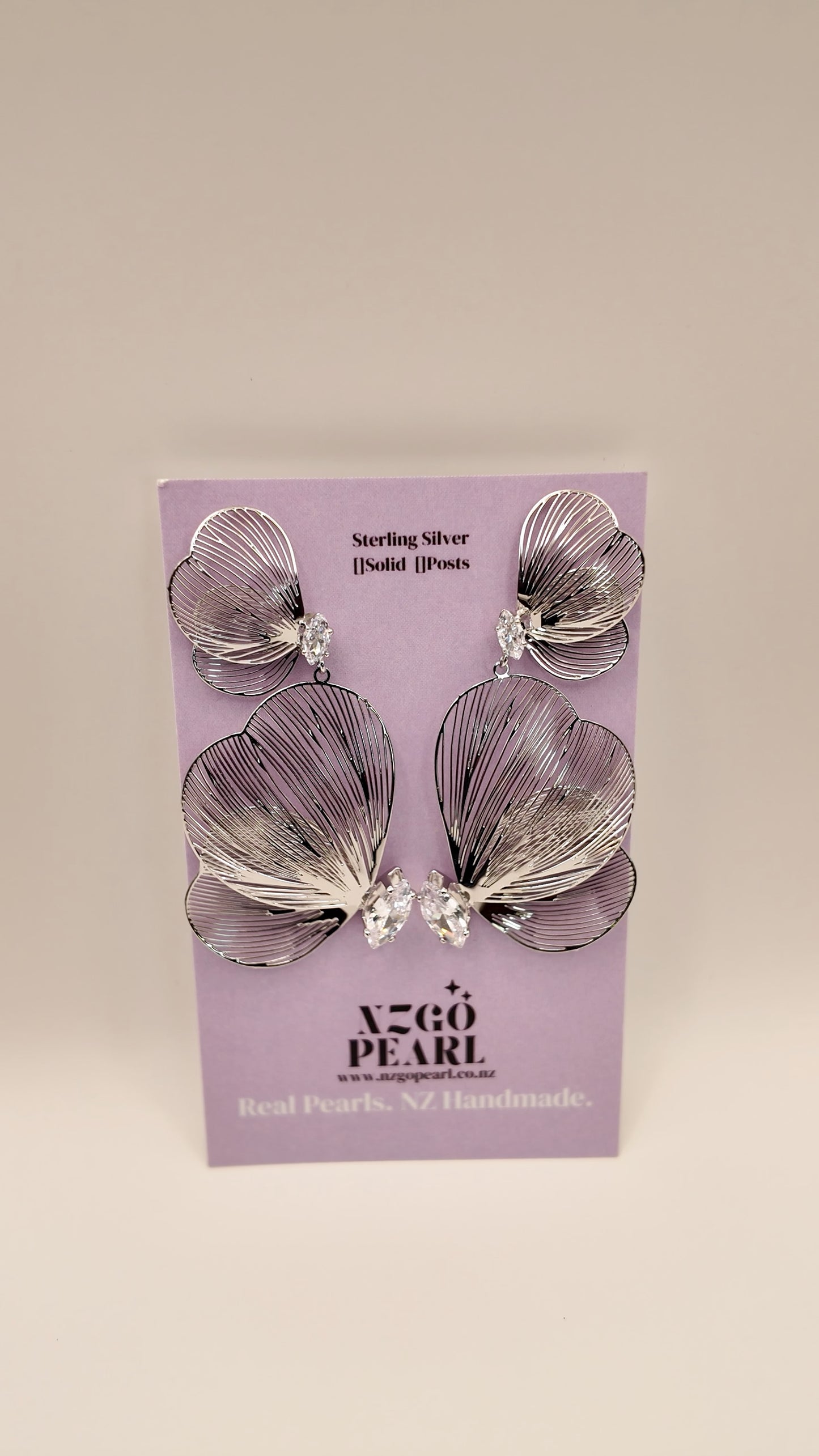Layered Petal Drop Earrings with Crystal Accent