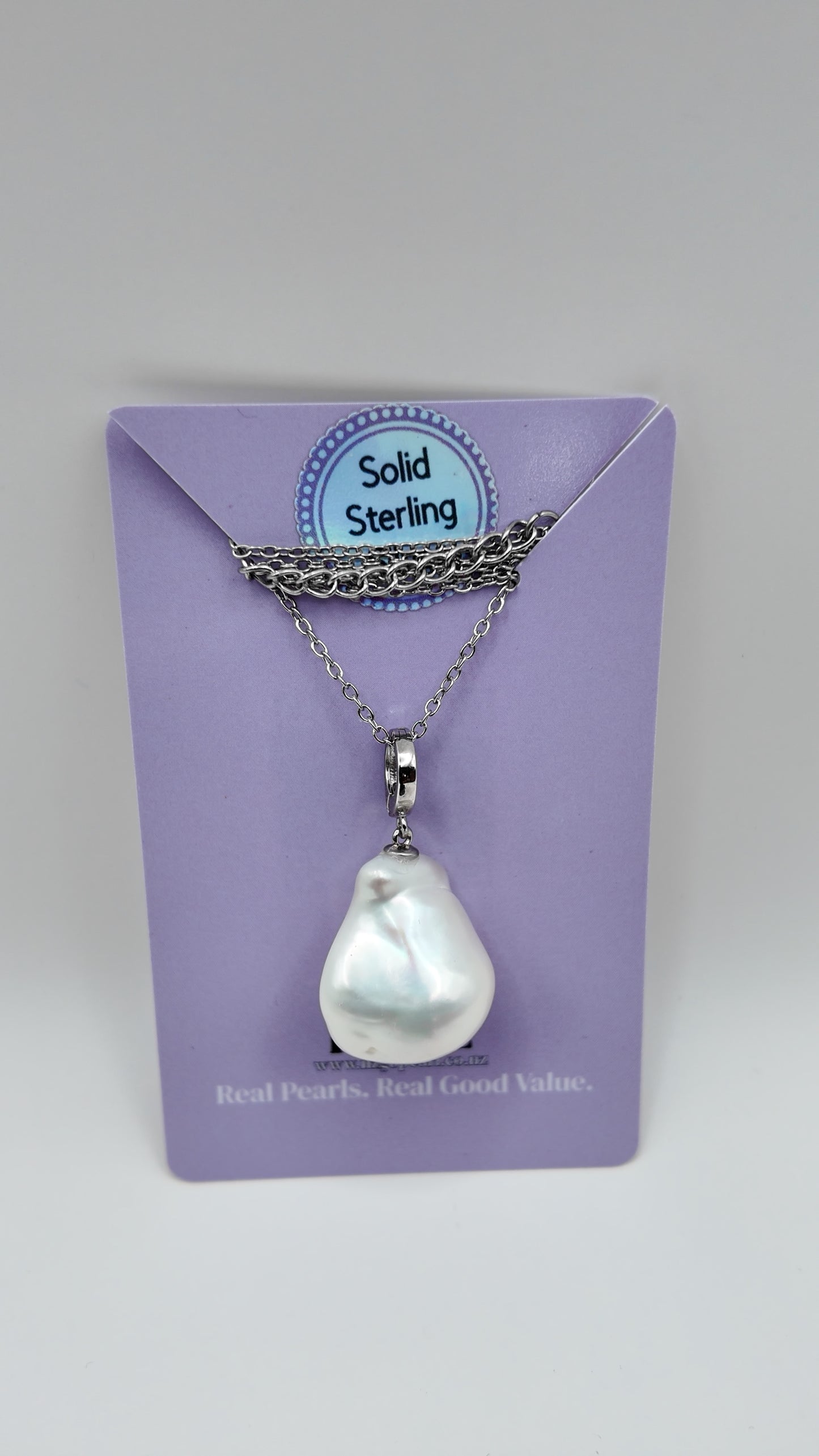 Baroque Pearl Pendant Necklace (Solid Sterling Silver)