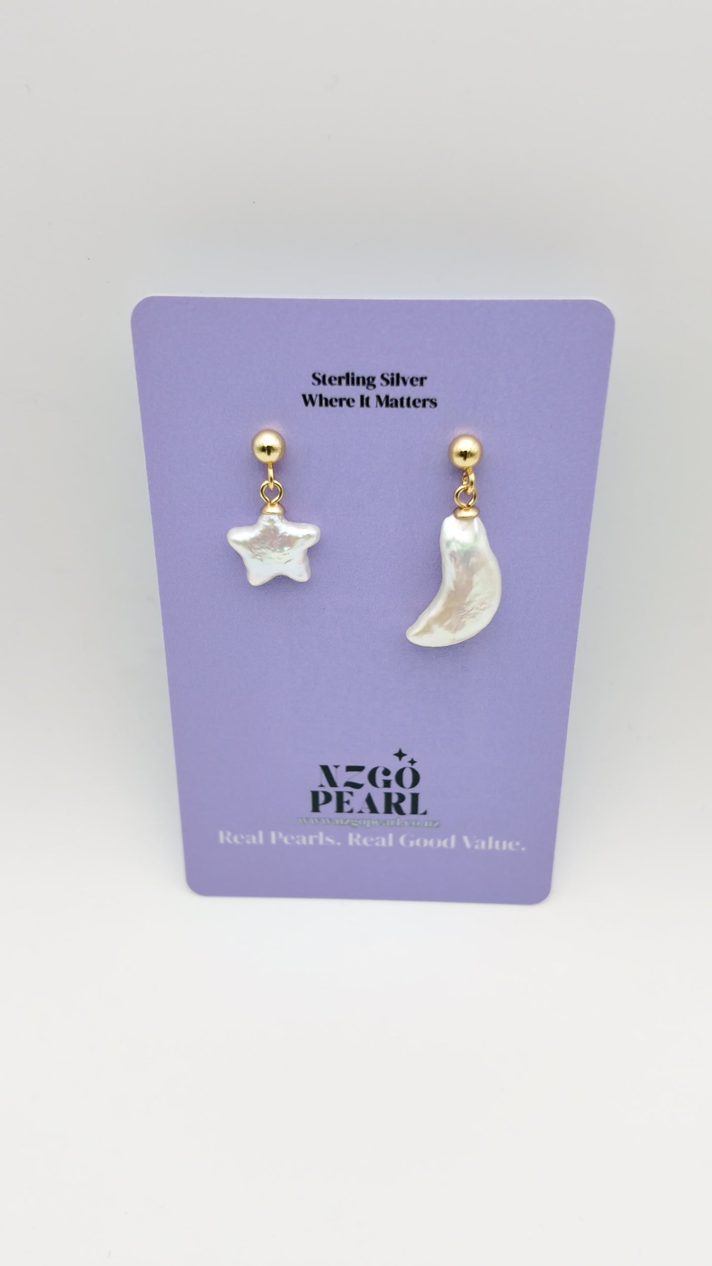 Star & Moon Baroque Pearl Earrings