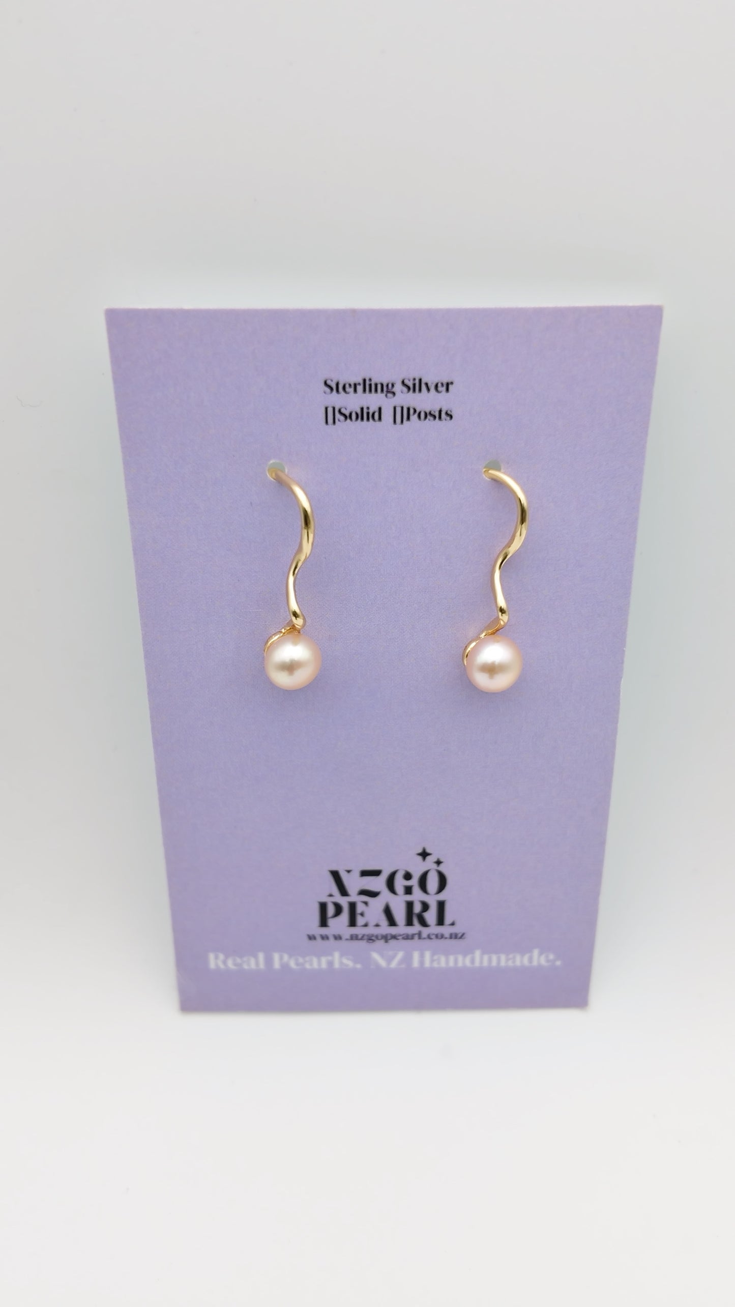 Wave Pearl Drop Stick Earrings
