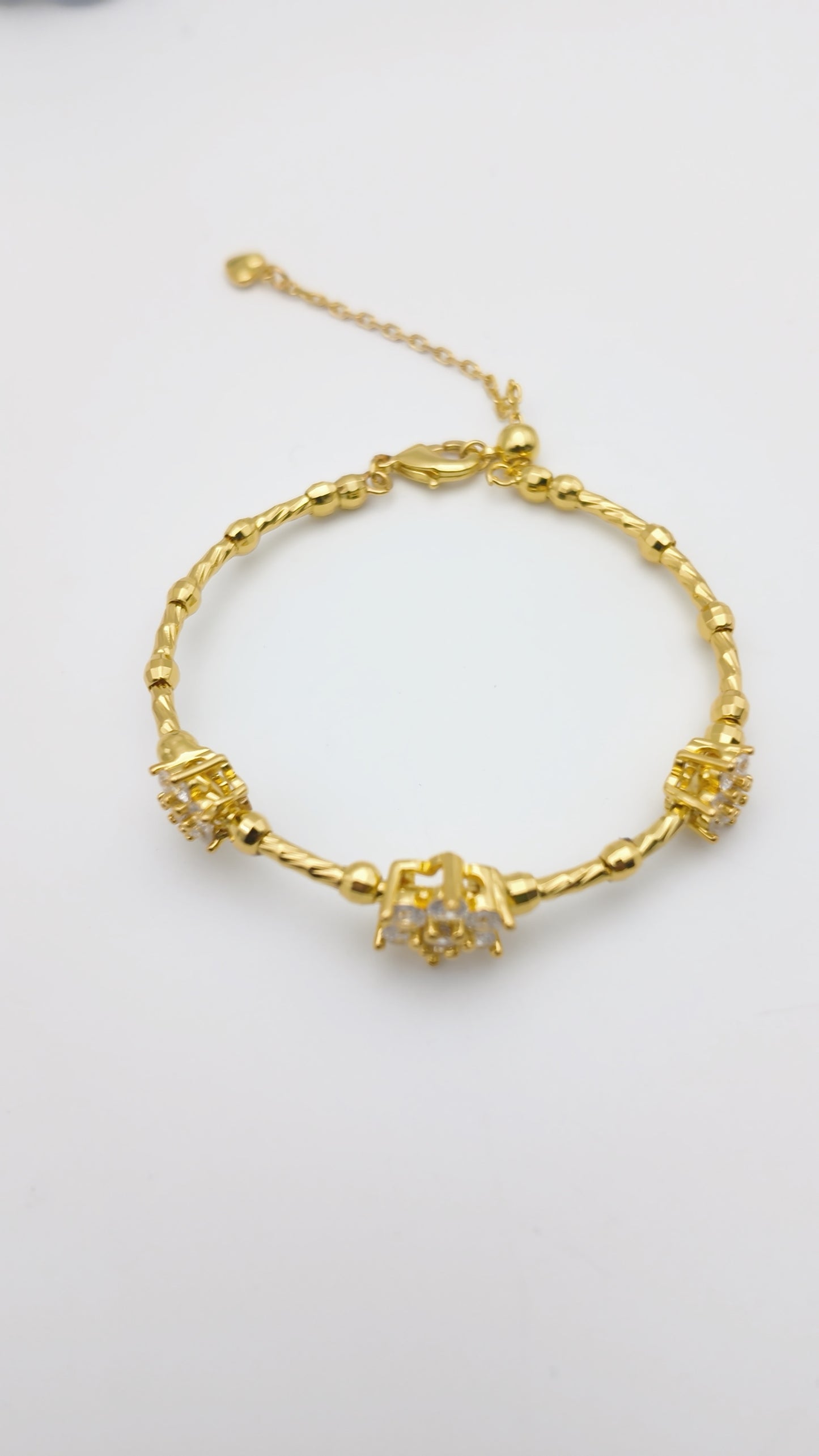 Adjustable CZ Beaded Bracelet - Gold
