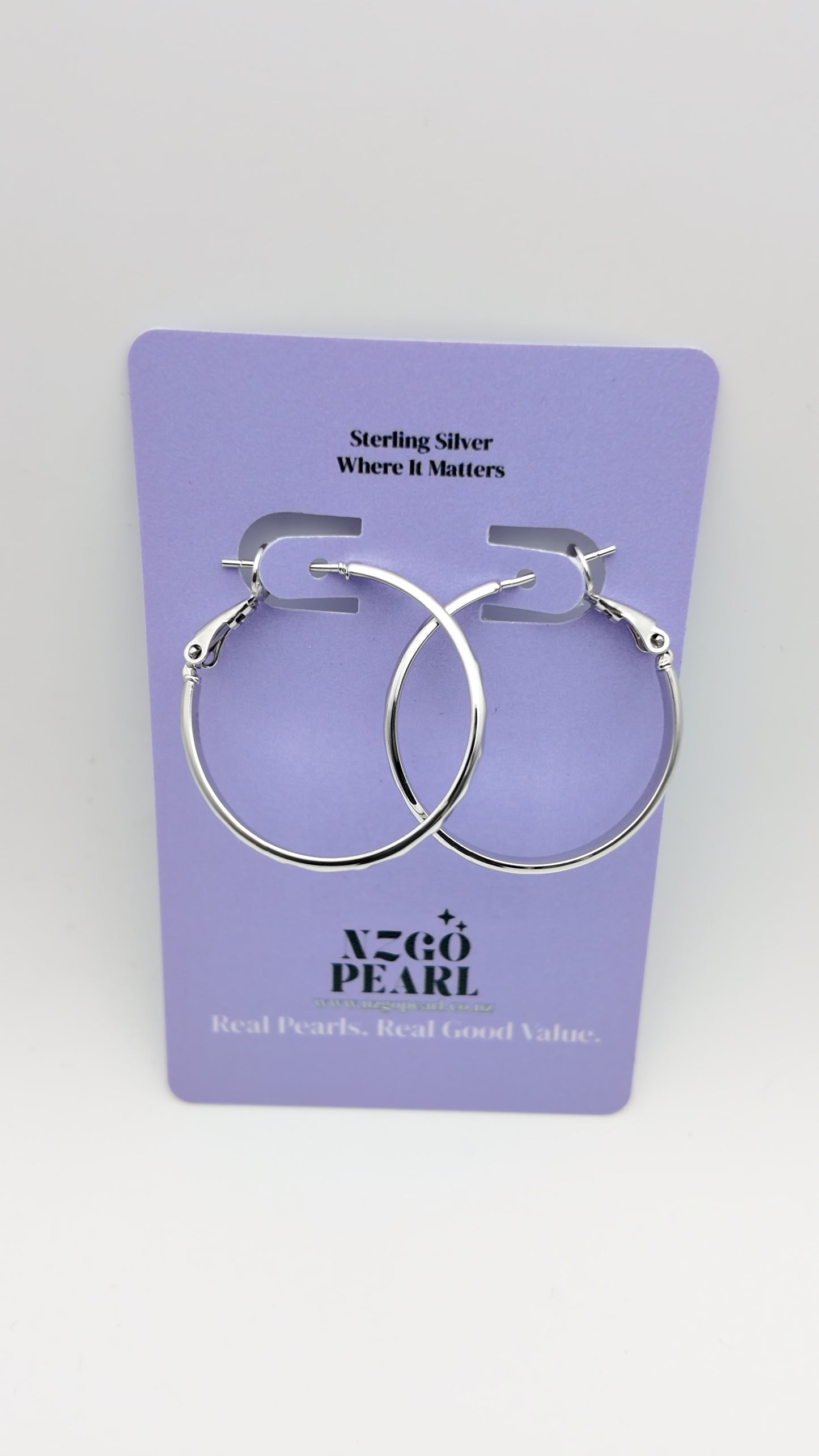 Medium Size Silver Hoop Earrings