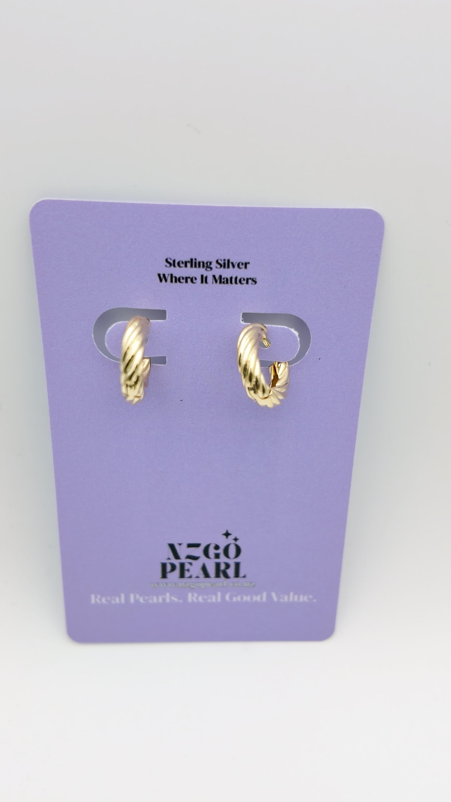 Gold Ribbon-Twist Mini Hoops