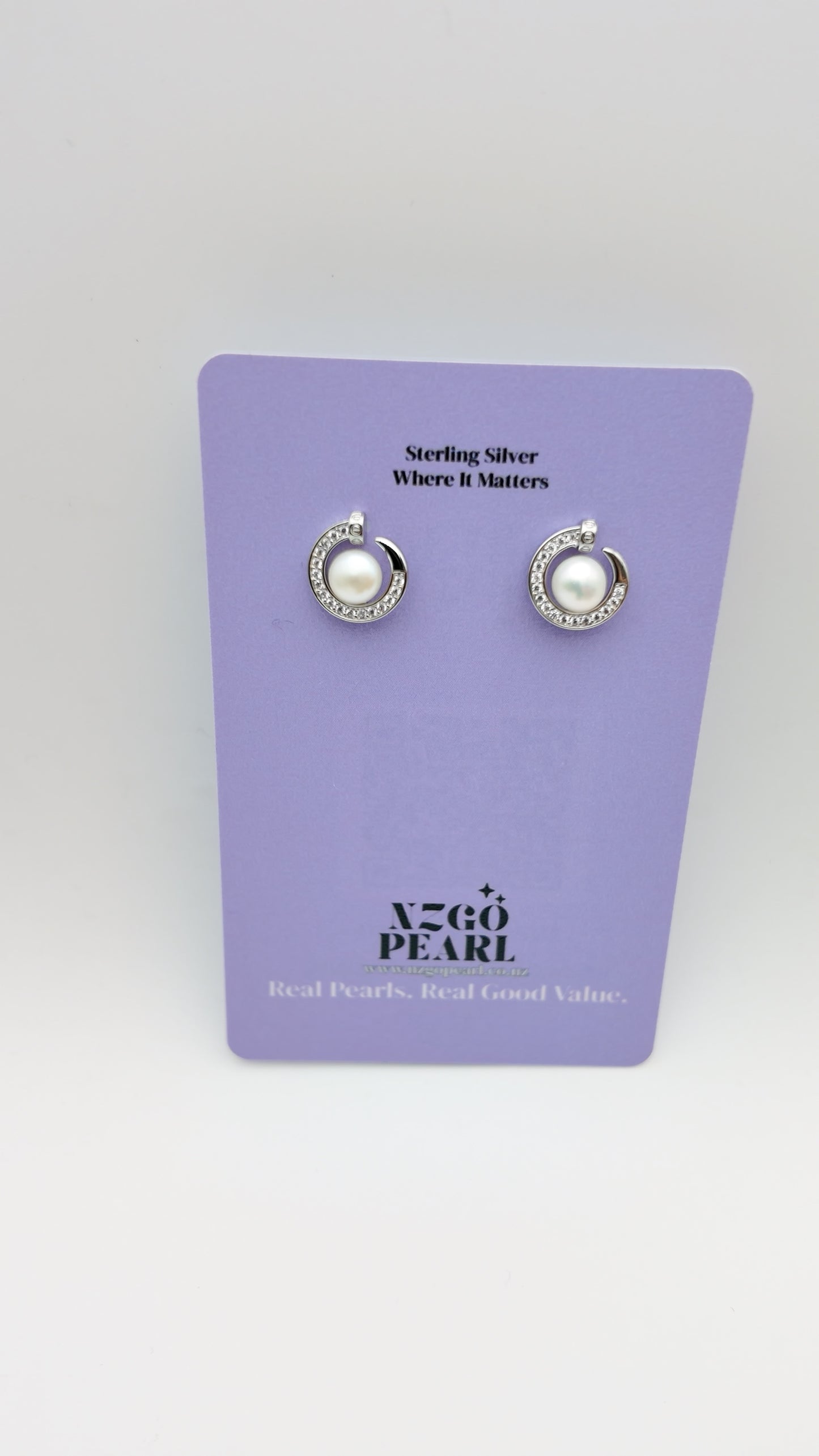 Luna Pearl Hoop Stud Earrings (Gold & Silver)