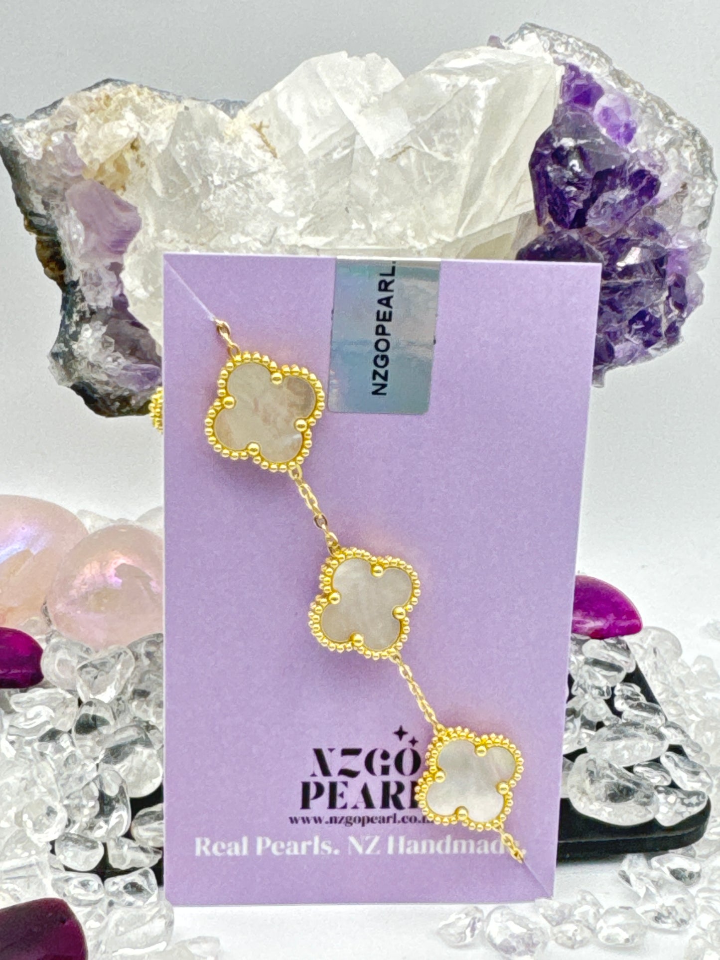 Mother of Pearl Bracelet - White or Metallic Silver