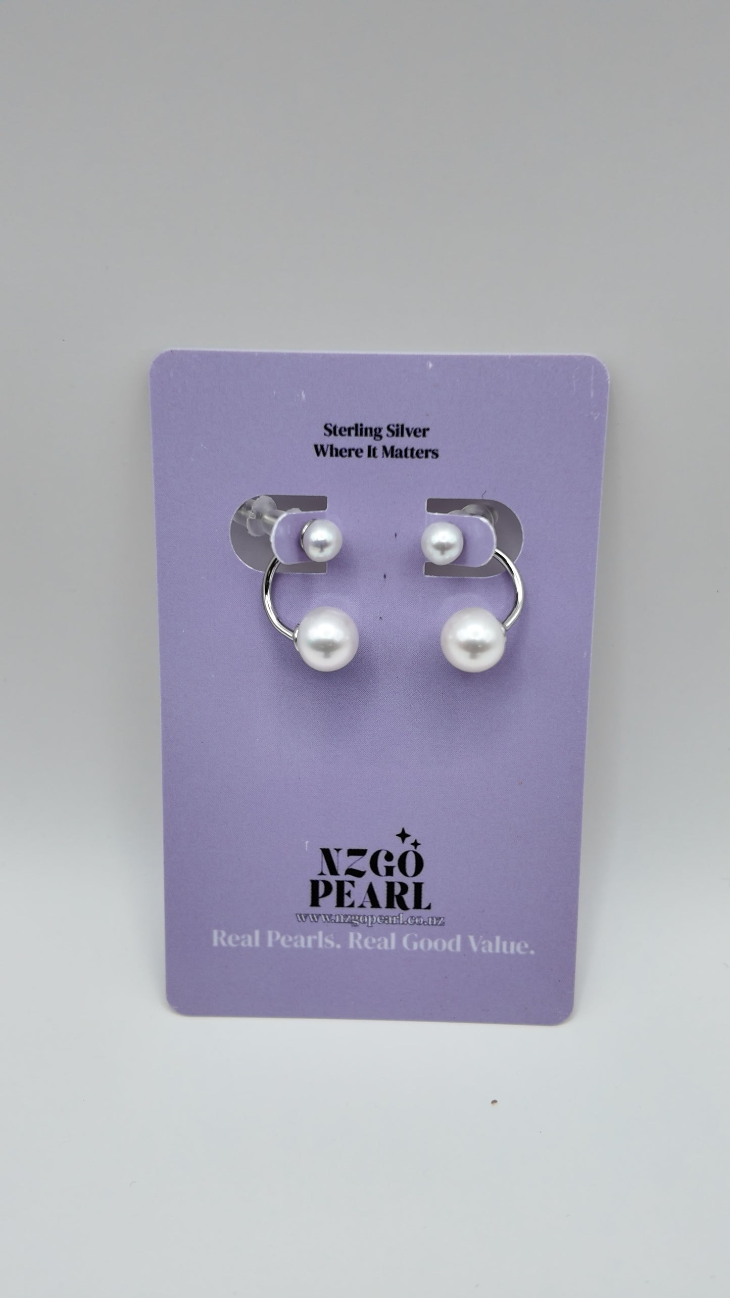 Double Pearl Curve Stud Earrings