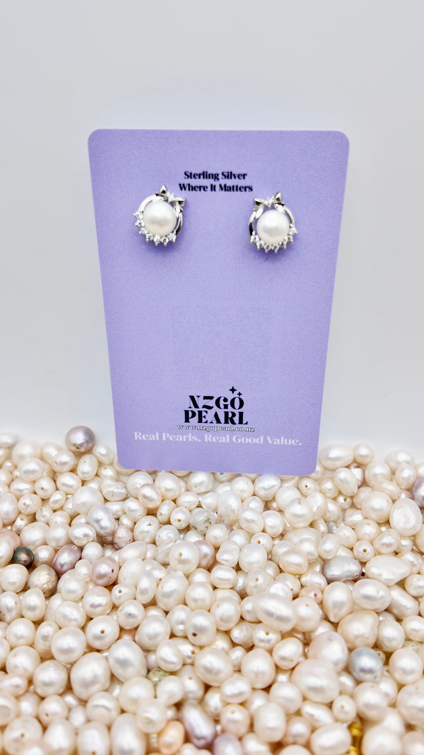 Pearl Crown Stud Earrings