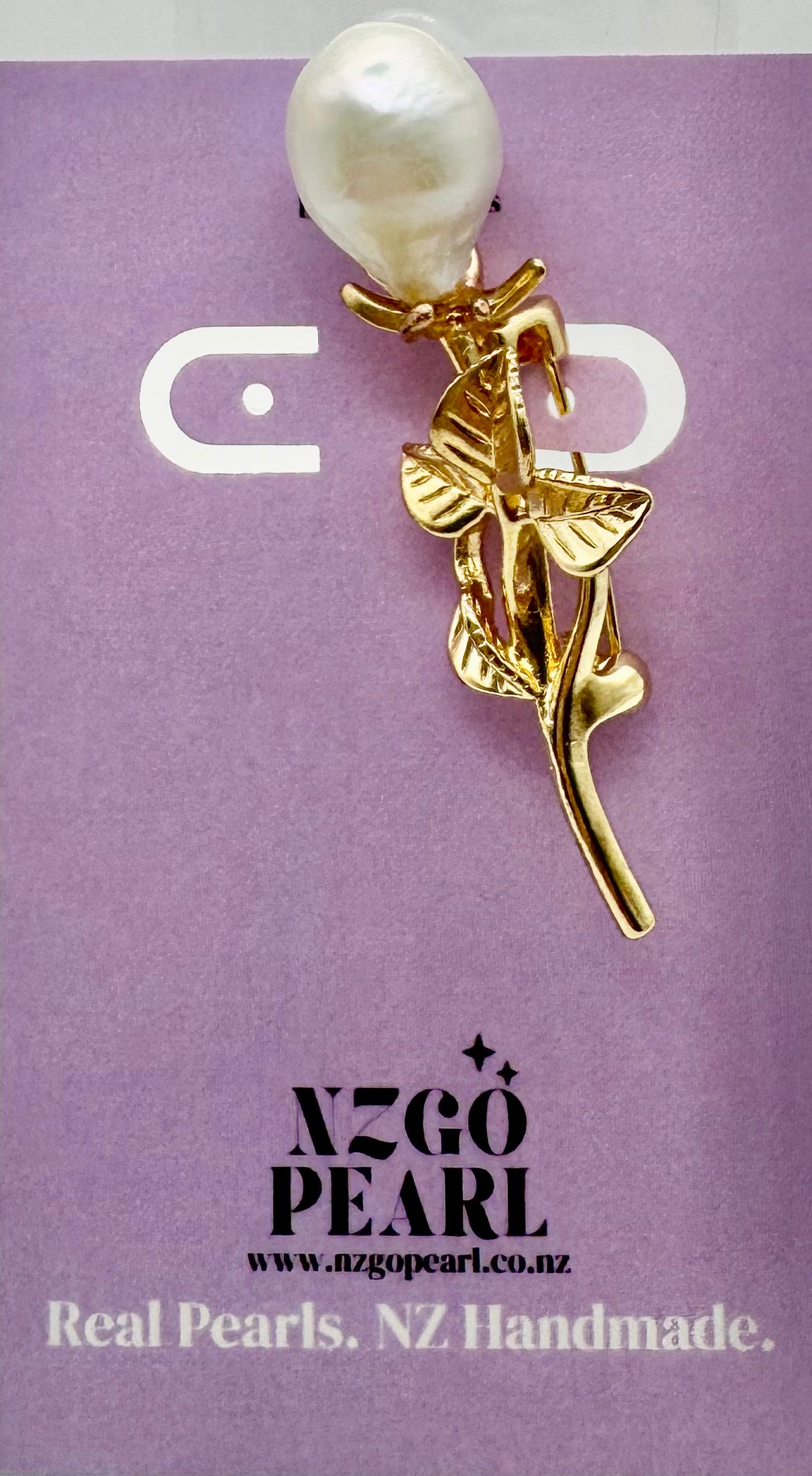 Baroque Pearl Rose Bud Brooch