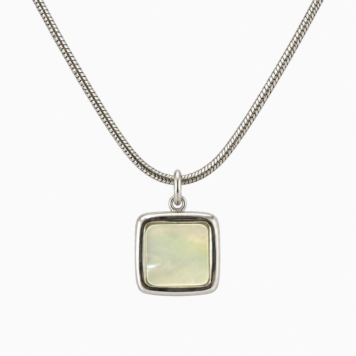 Square Mother of Pearl Inlay Charm Necklace