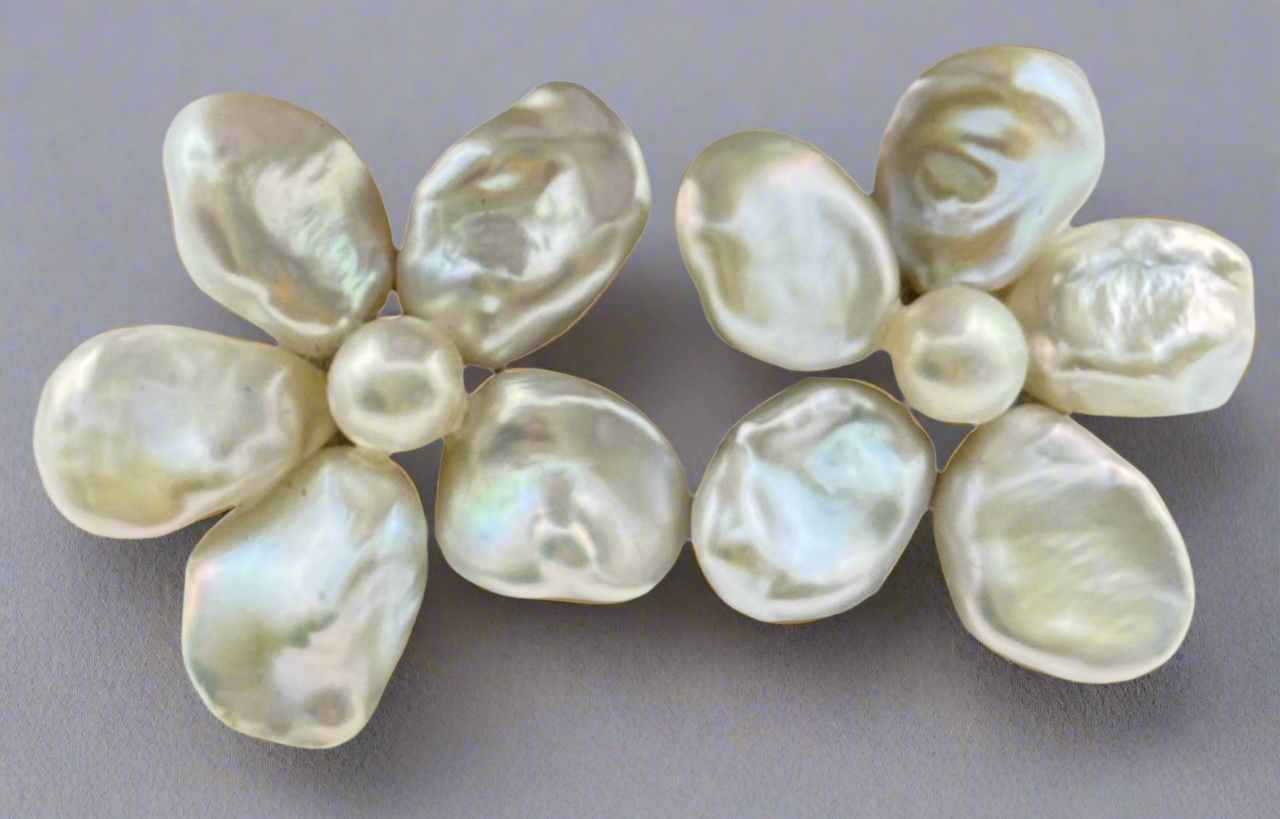 Blossom Pearl Studs – Petal-Shaped Flowers