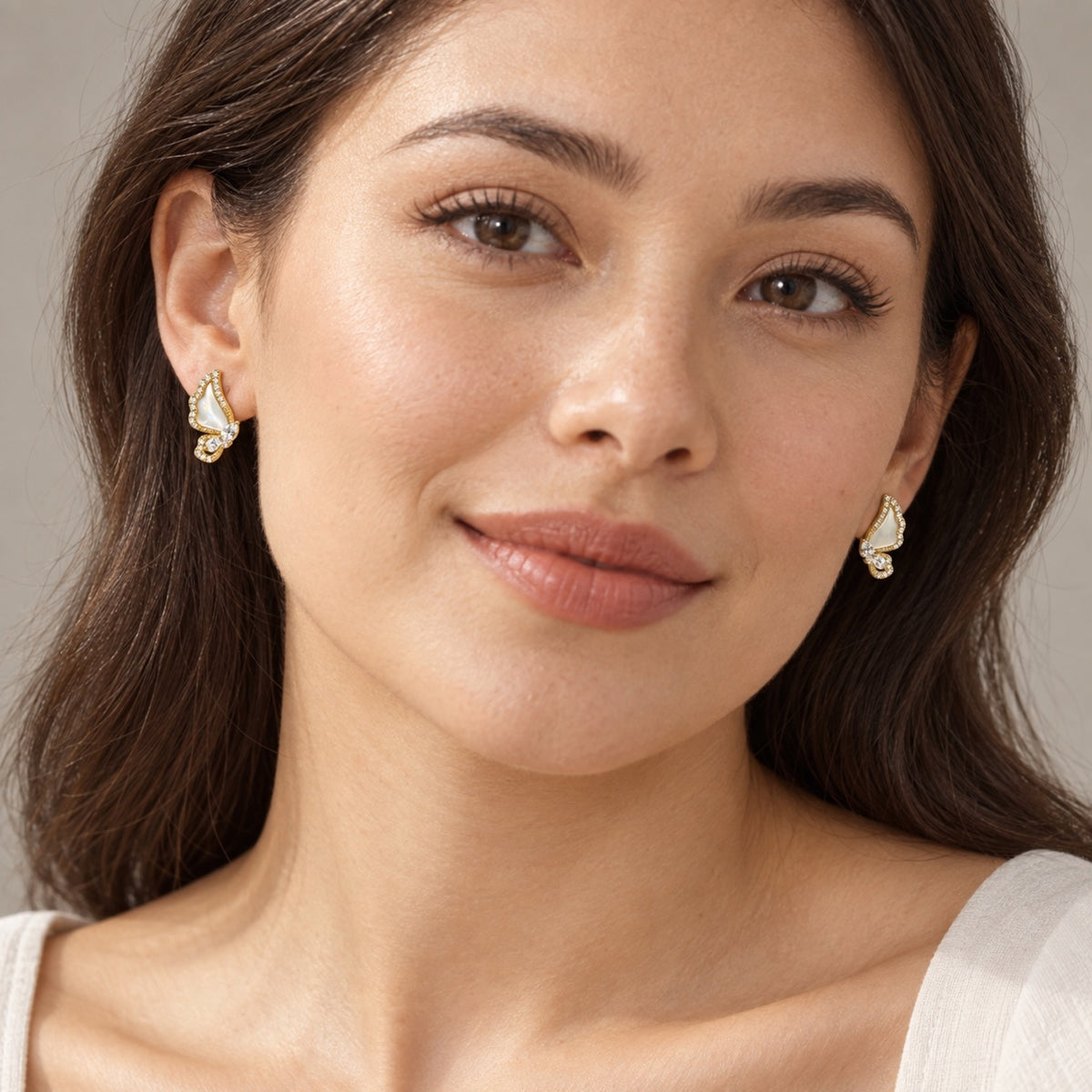 Gold-Tone Iridescent Wing Pavé Crystal Drop Earrings - view 3