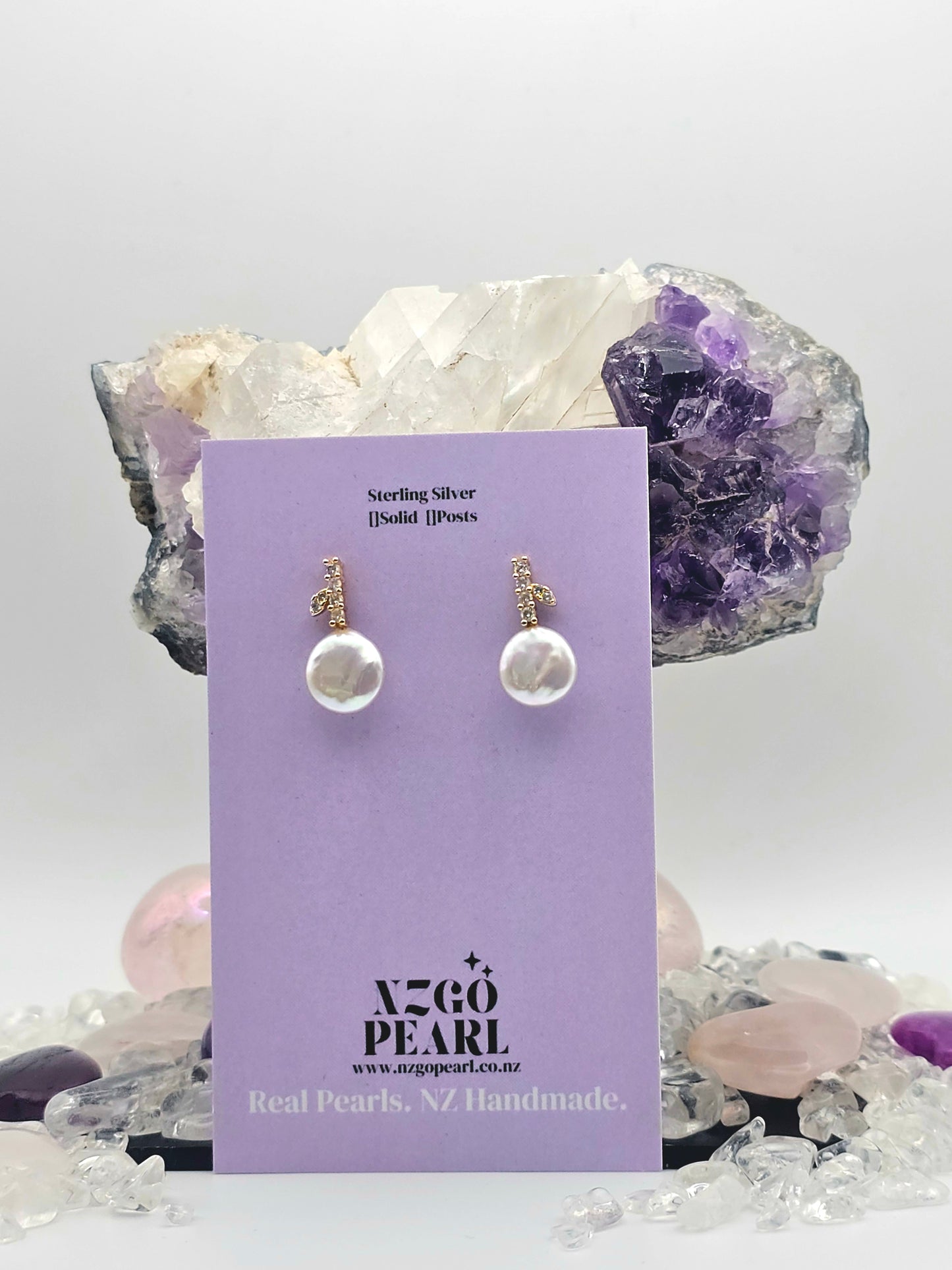 Botanical Coin Pearl Drop Earrings