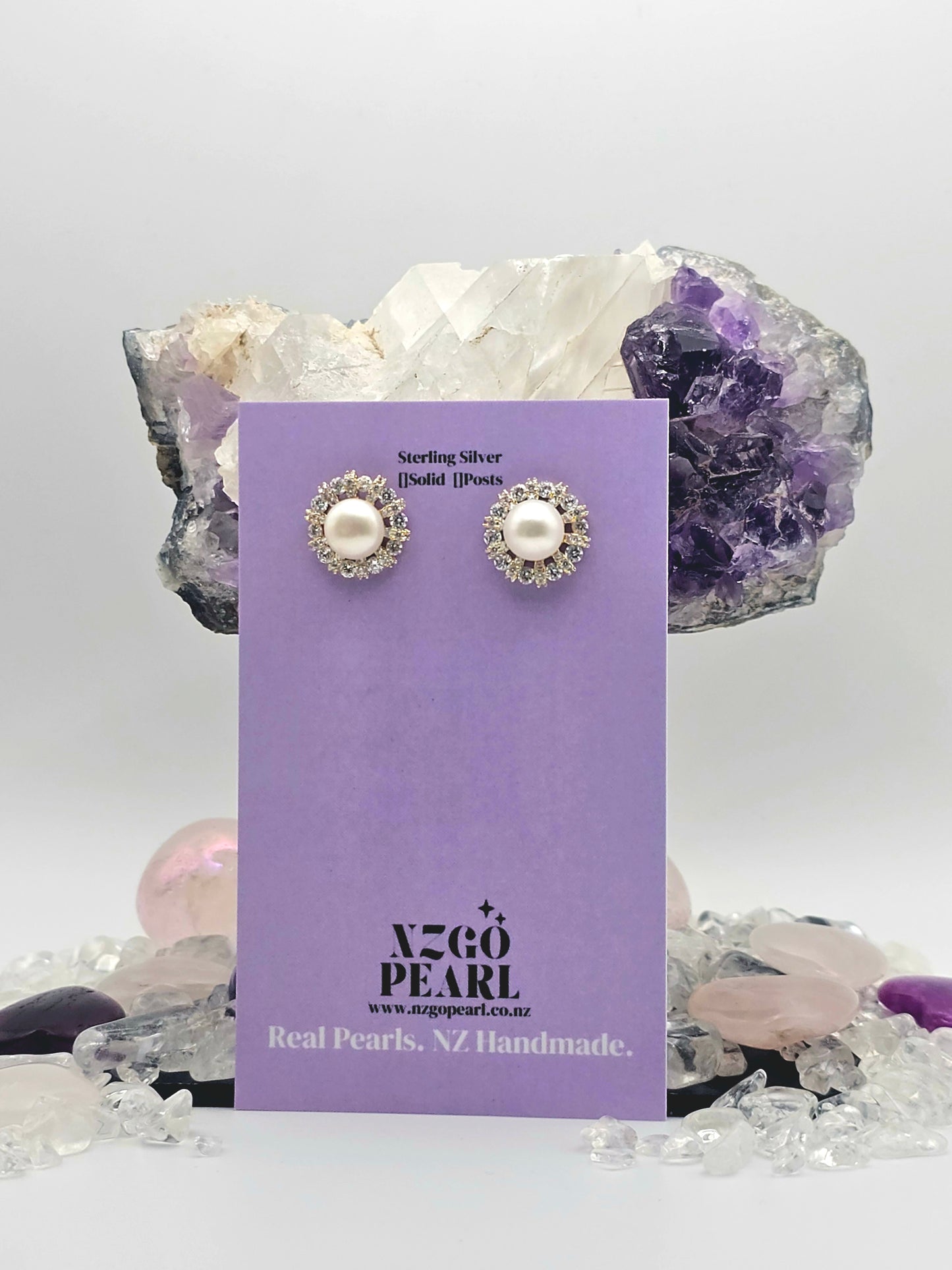 Classic Halo Pearl Stud Earrings